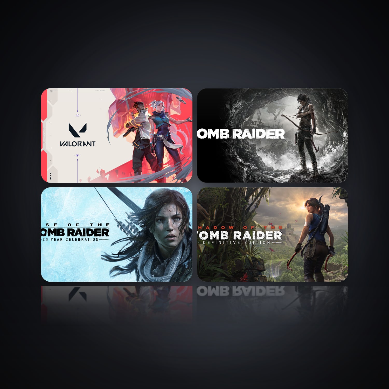 هالحساب إبك فيه VALORANT وTomb Raider GAME OF THE YEAR EDITION، ID، 4 ألعاب — HabibiAccounts
