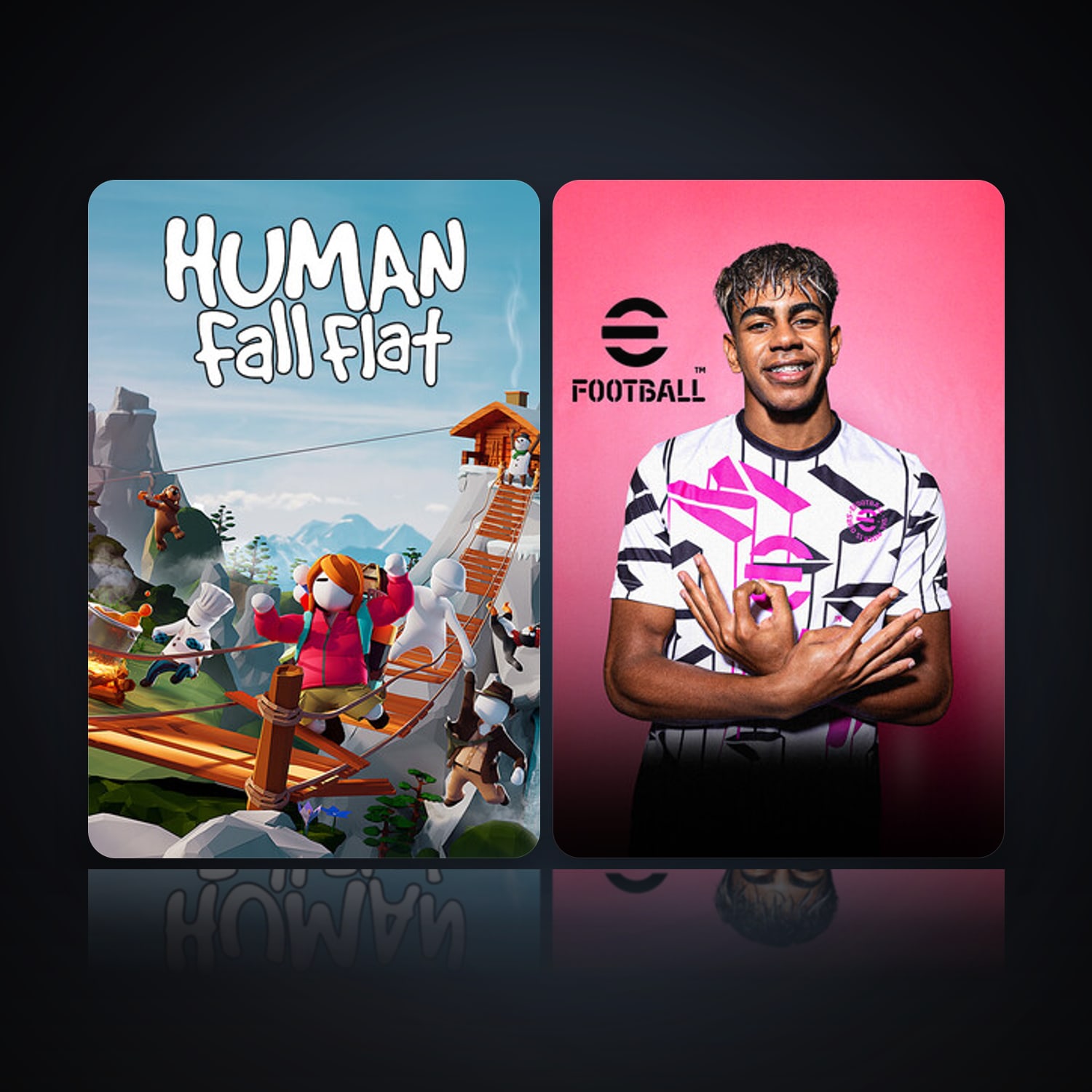 هالحساب ستيم فلين، Human: Fall Flat وeFootball 2024، 8 لعبة، صامد واضح — HabibiAccounts