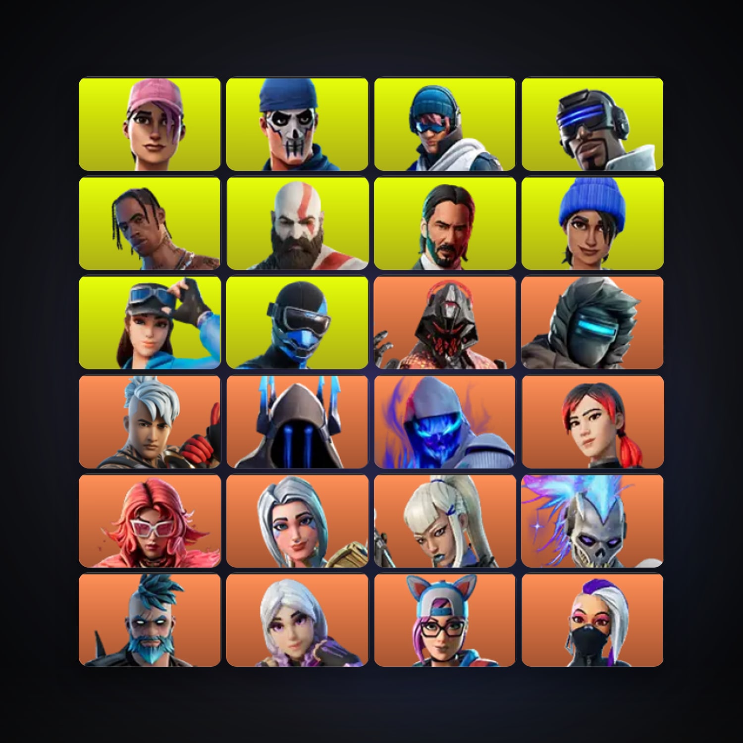 Fortnite locker — 484 skins — 7.8K V-Bucks — lvl 4647 — HabibiAccounts