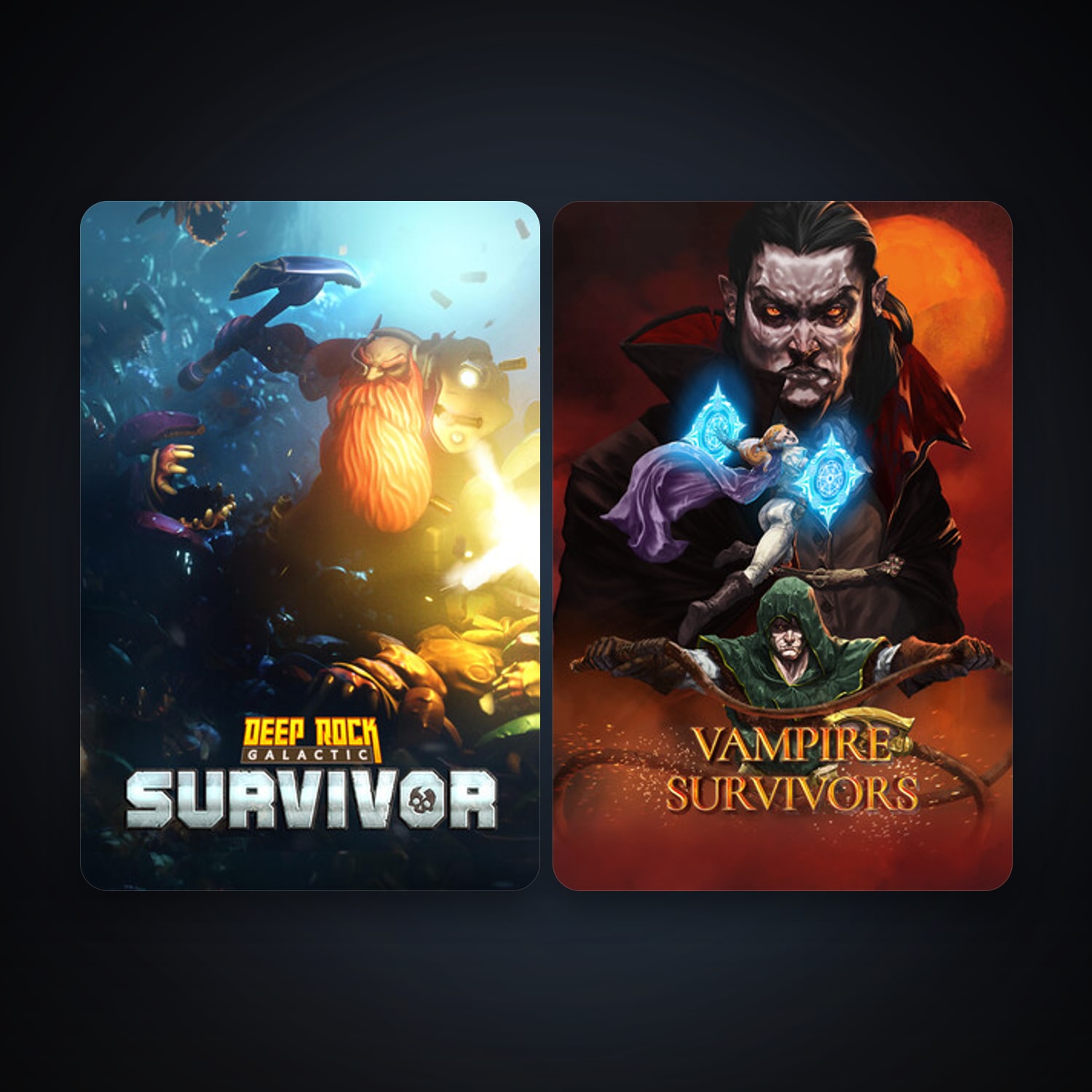 Vampire Survivors + Deep Rock Galactic: Survivor, 2 games, clean — HabibiAccounts