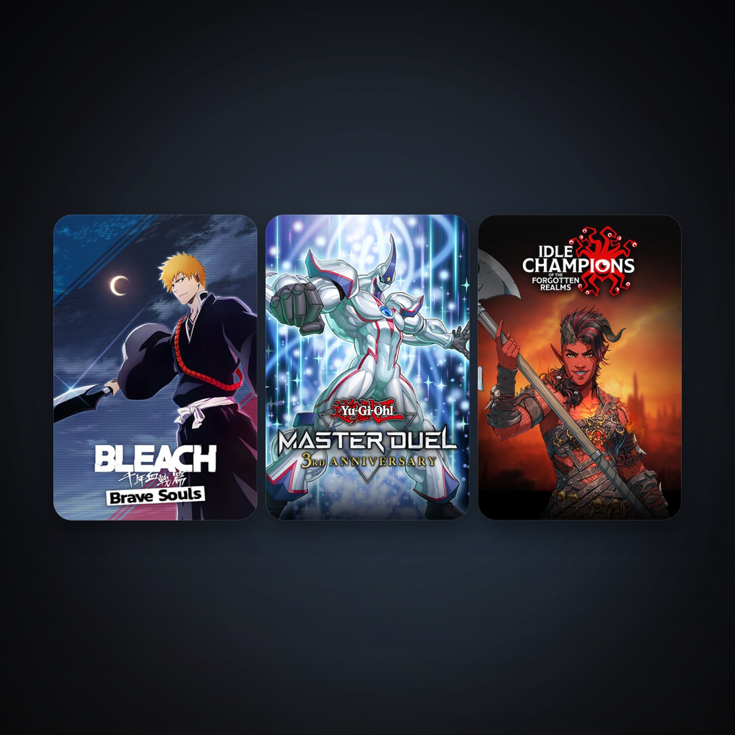 Idle Champions of the Forgotten Realms + BLEACH Brave Souls, 6 games, clean — HabibiAccounts