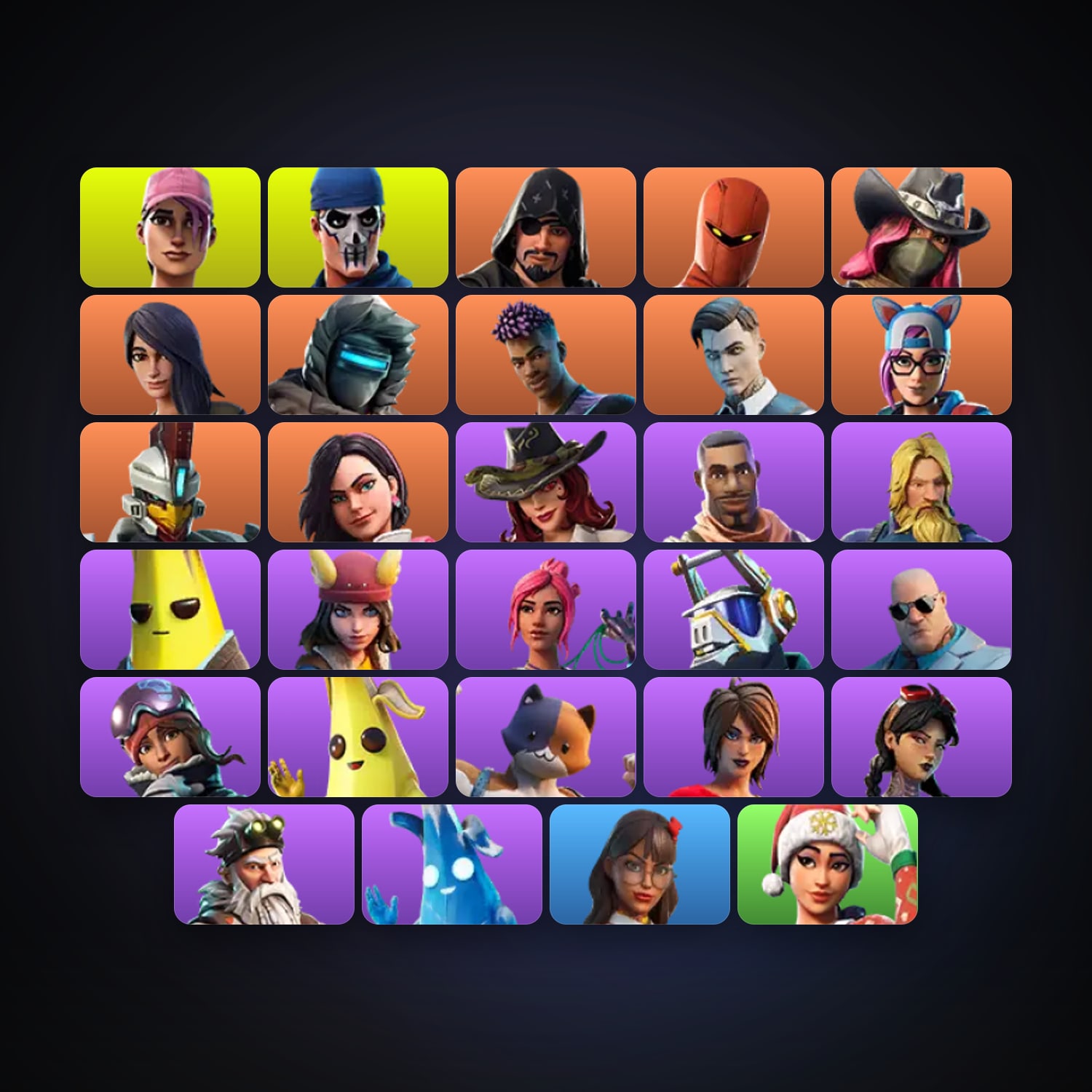 Fortnite locker — 29 skins — 100 V-Bucks — lvl 670 — HabibiAccounts