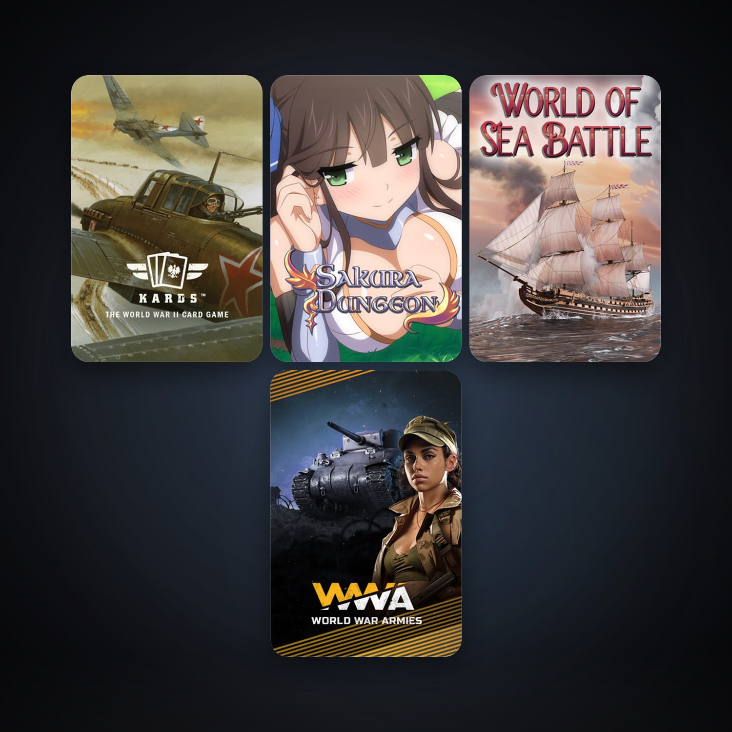 Sakura Dungeon + KARDS - The WW2 Card Game, 19 games, clean — HabibiAccounts