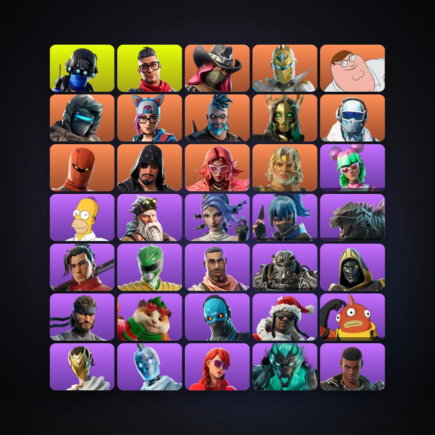 Fortnite locker — 84 skins — lvl 2131 — HabibiAccounts