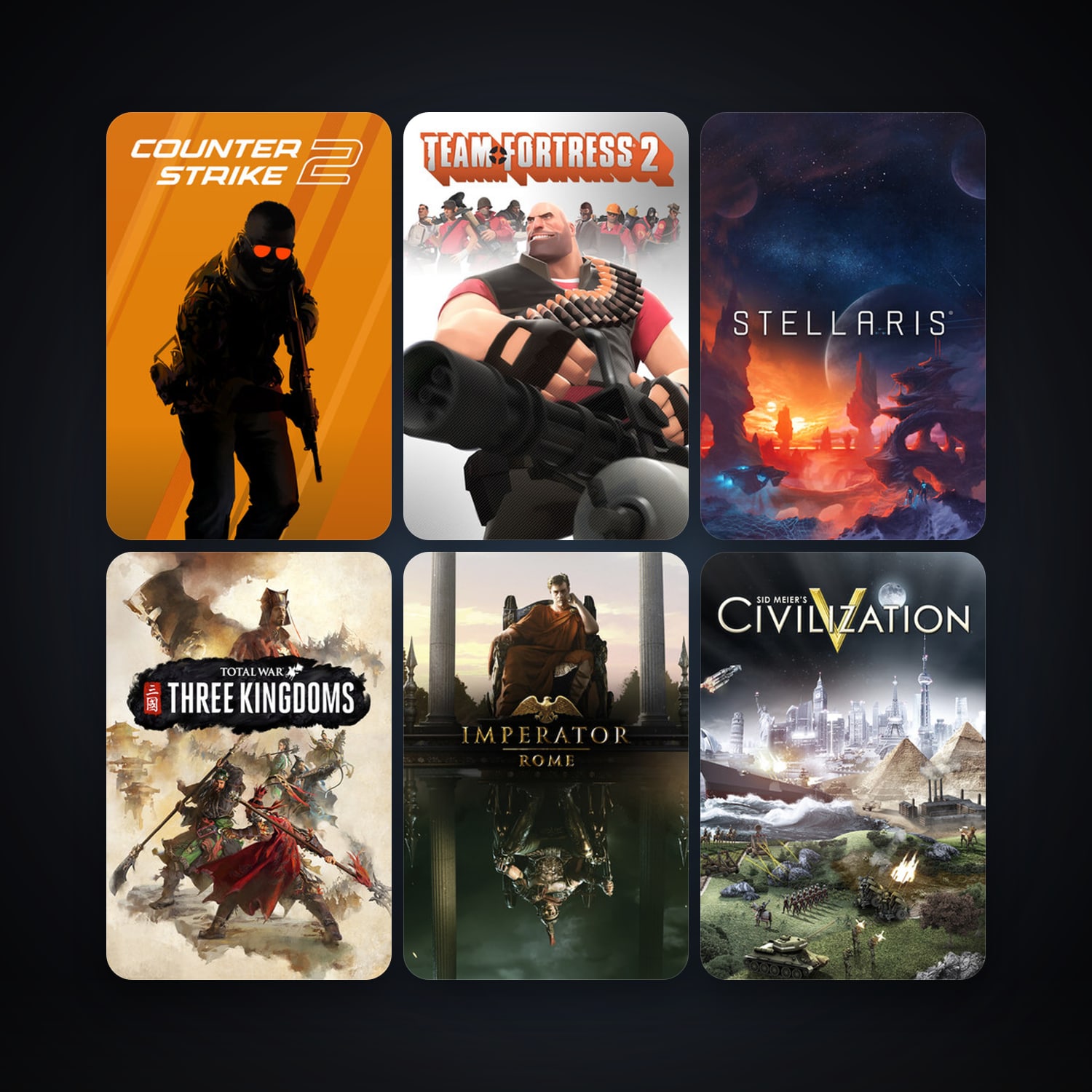 Sid Meier's Civilization V + Total War: ROME II - Emperor Edition, 41 games, clean — HabibiAccounts