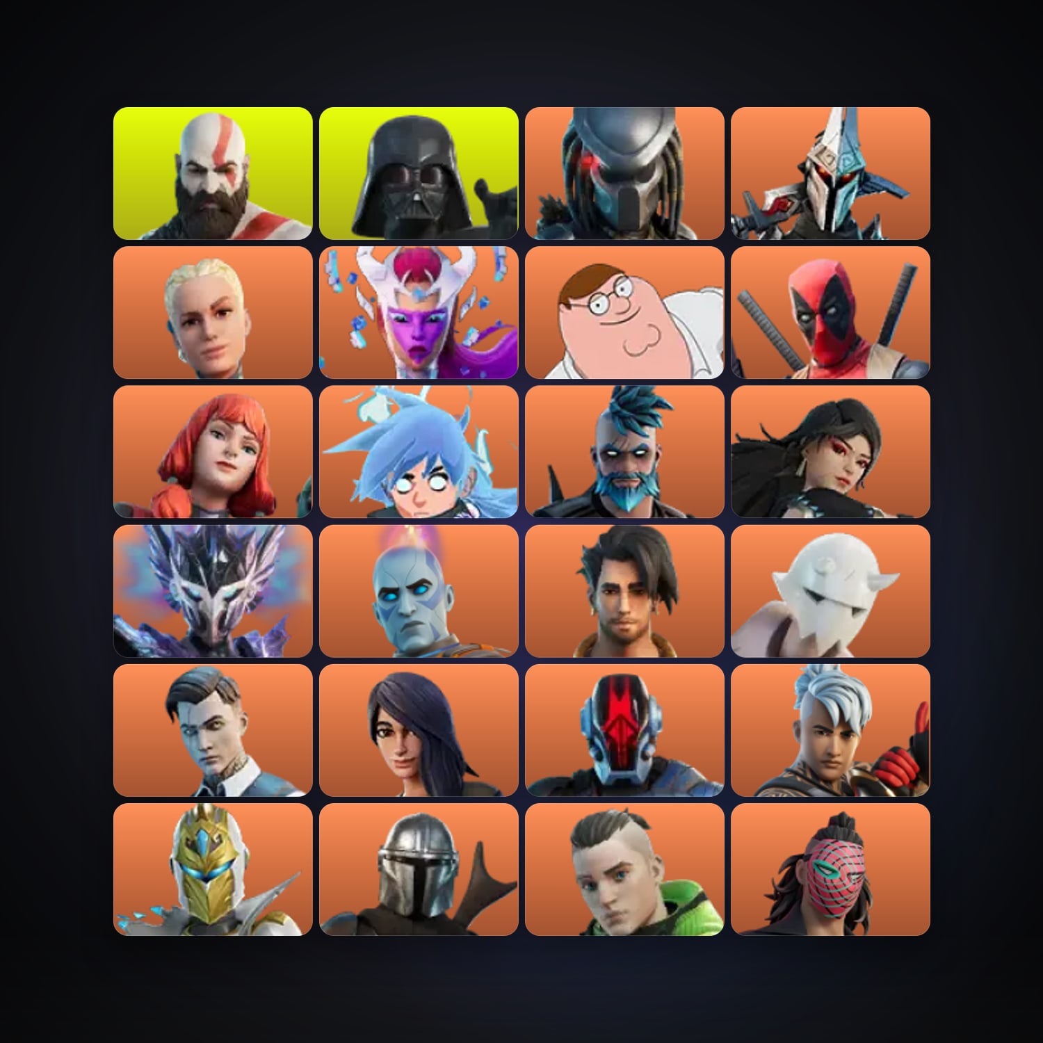 Fortnite locker — 355 skins — 4.2K V-Bucks — lvl 5779 — HabibiAccounts