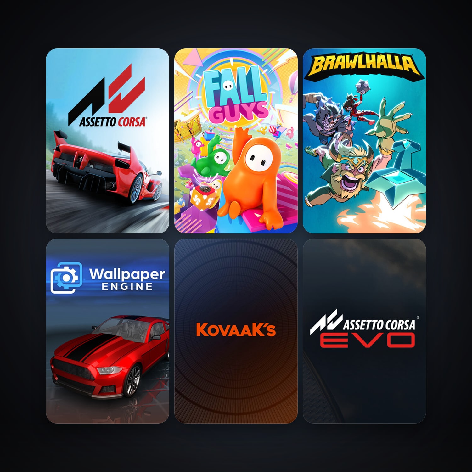 Assetto Corsa + Brawlhalla, 12 games, clean — HabibiAccounts