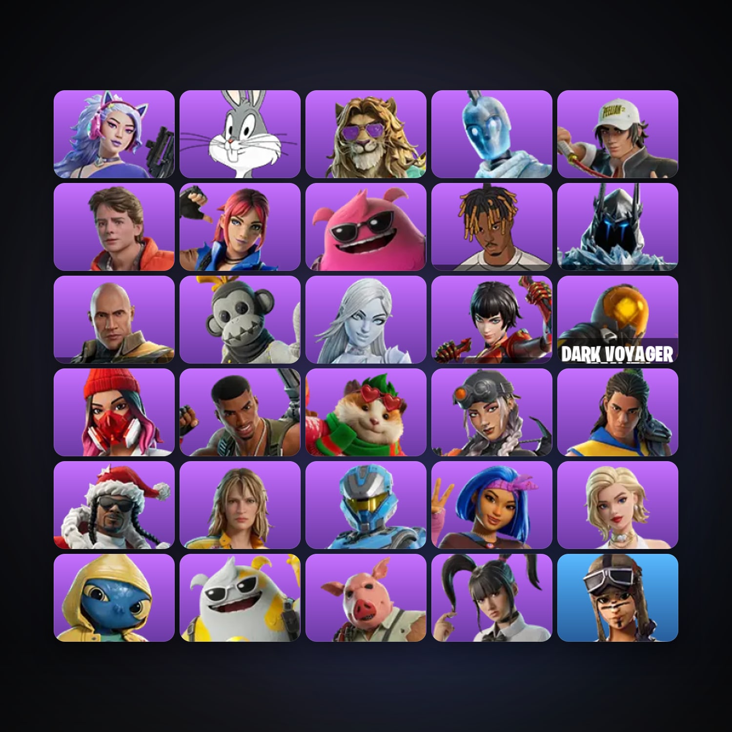 Fortnite locker — 34 skins — lvl 695 — HabibiAccounts
