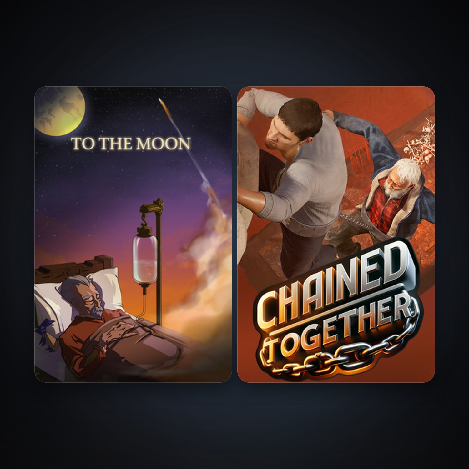 To the Moon + Chained Together, 5 games, clean — HabibiAccounts