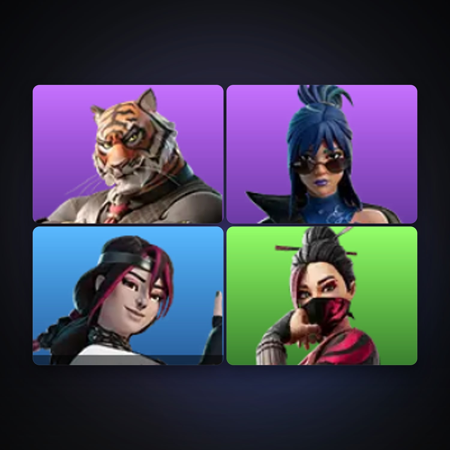 Fortnite locker — 4 skins — 400 V-Bucks — lvl 38 — HabibiAccounts