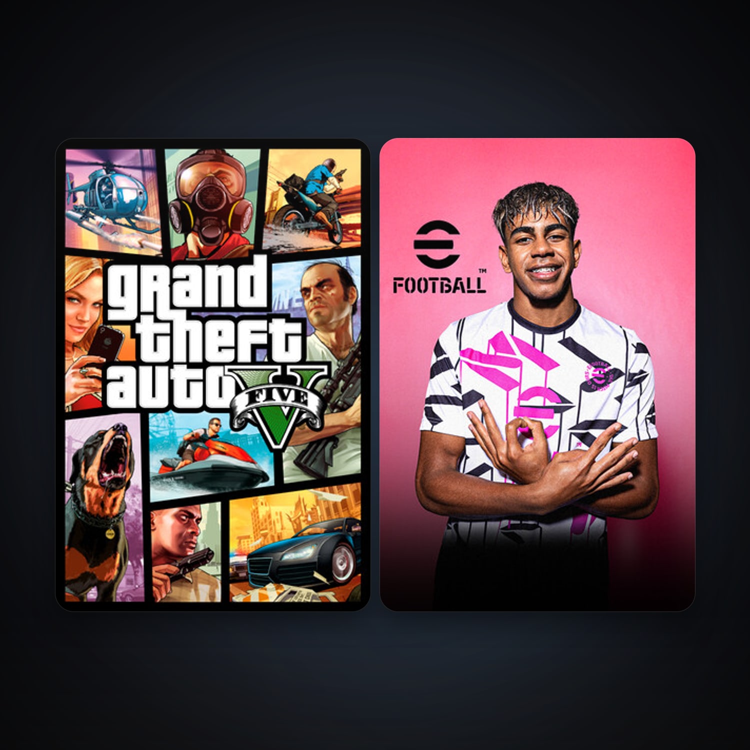 GTA V + eFootball 2024, 3 games, clean — HabibiAccounts