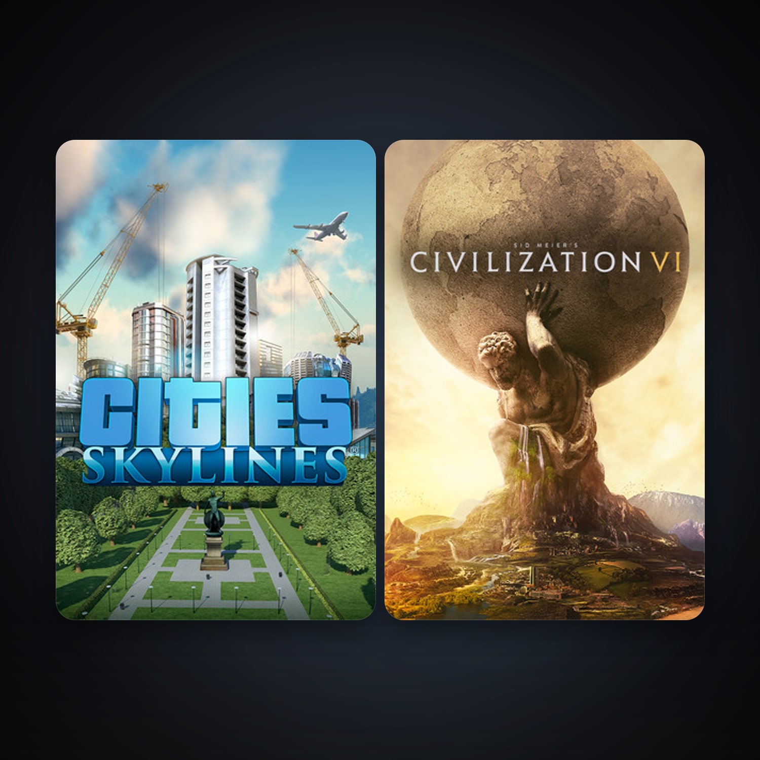 Cities: Skylines + Sid Meier's Civilization VI, 2 games, clean — HabibiAccounts