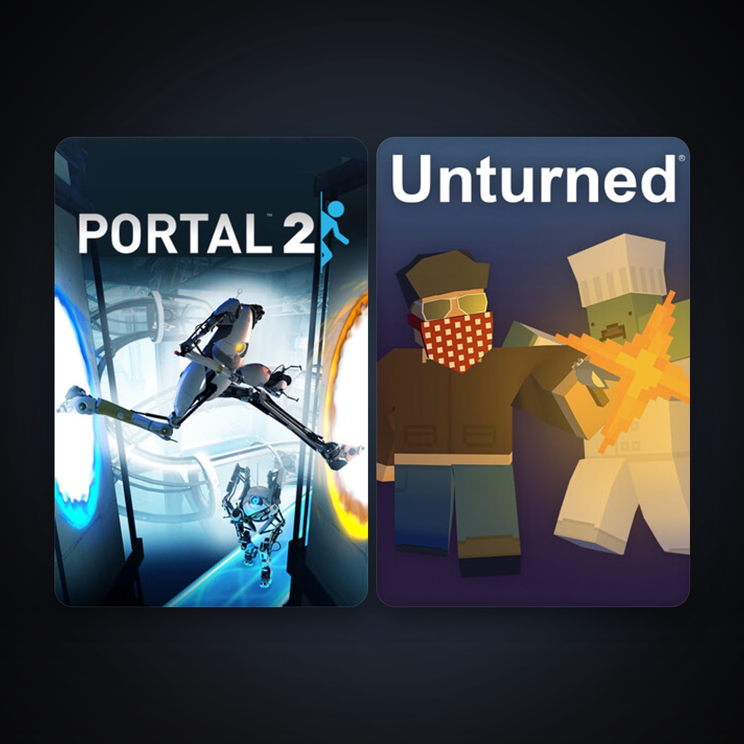 Portal 2 + Unturned, 4 games, clean — HabibiAccounts