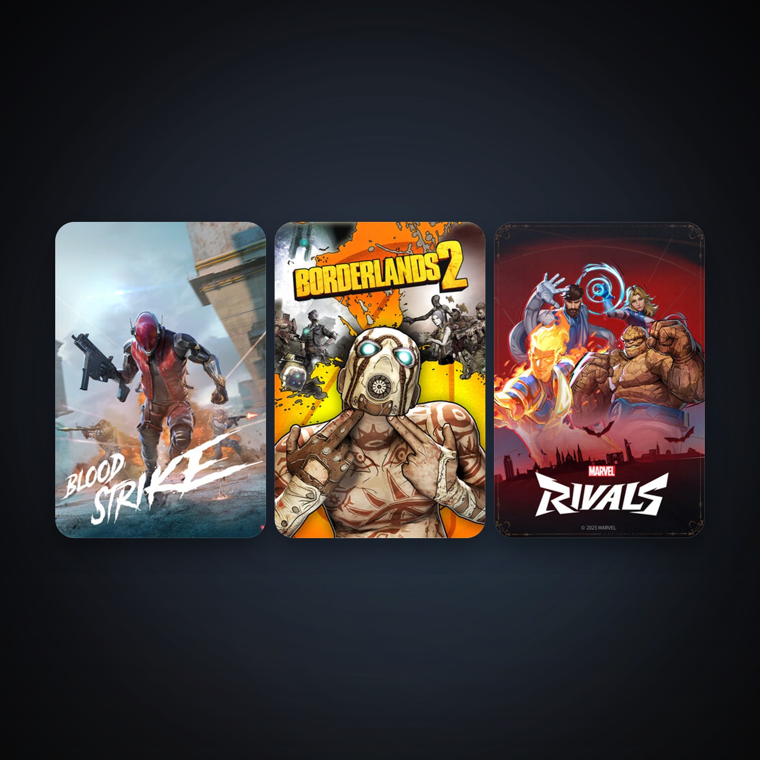 Borderlands 2 + Marvel Rivals, 5 games, clean — HabibiAccounts
