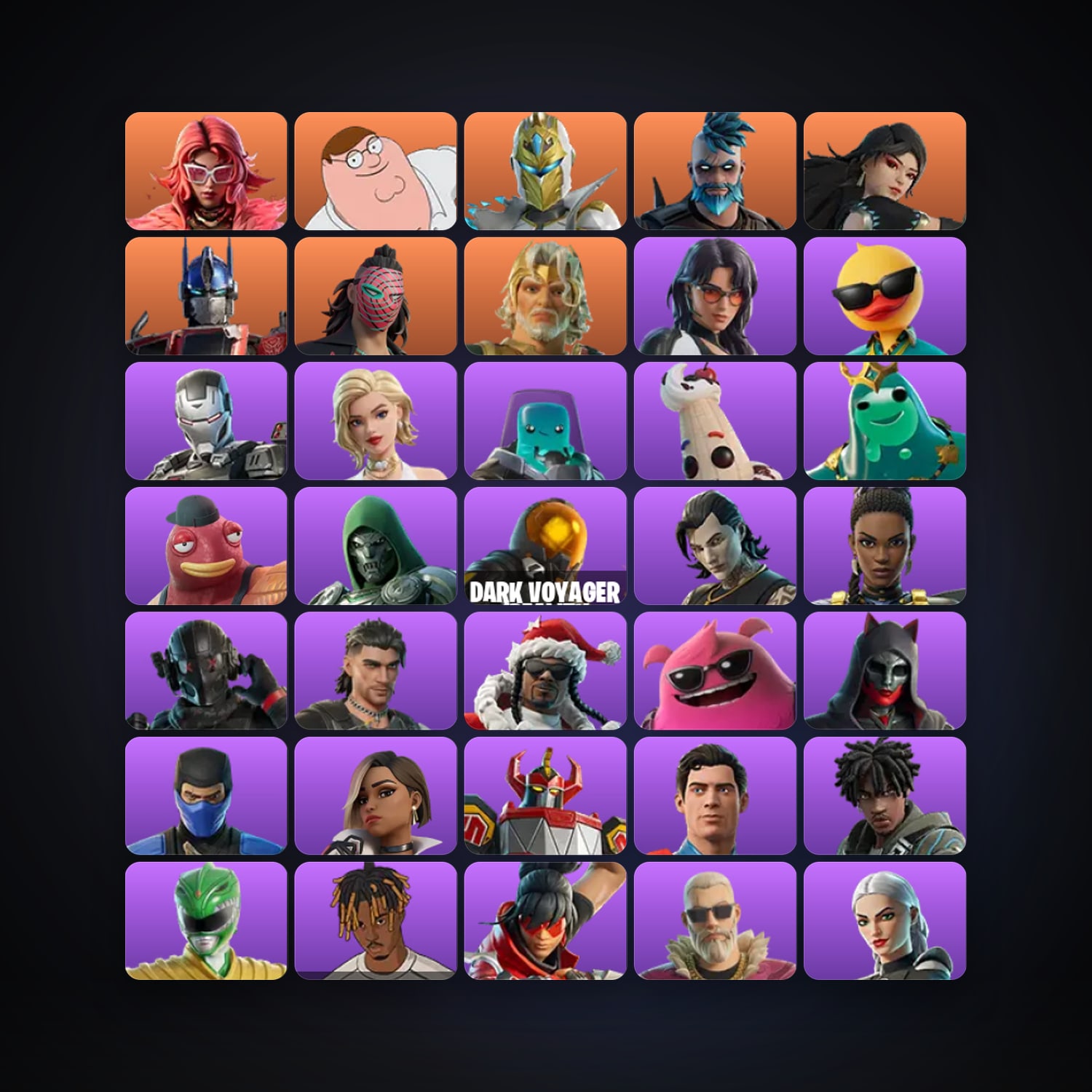 Fortnite locker — 121 skins — 450 V-Bucks — lvl 3035 — HabibiAccounts