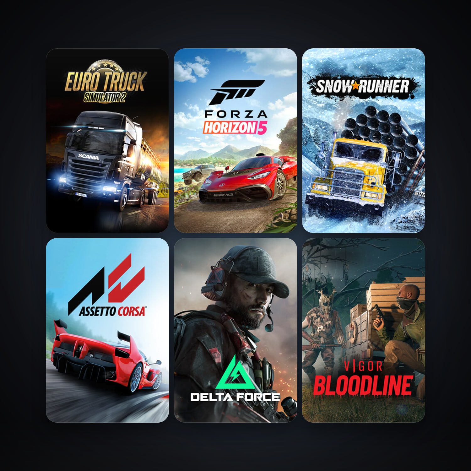 RaceRoom Racing Experience + Euro Truck Simulator 2, 24 games, clean — HabibiAccounts