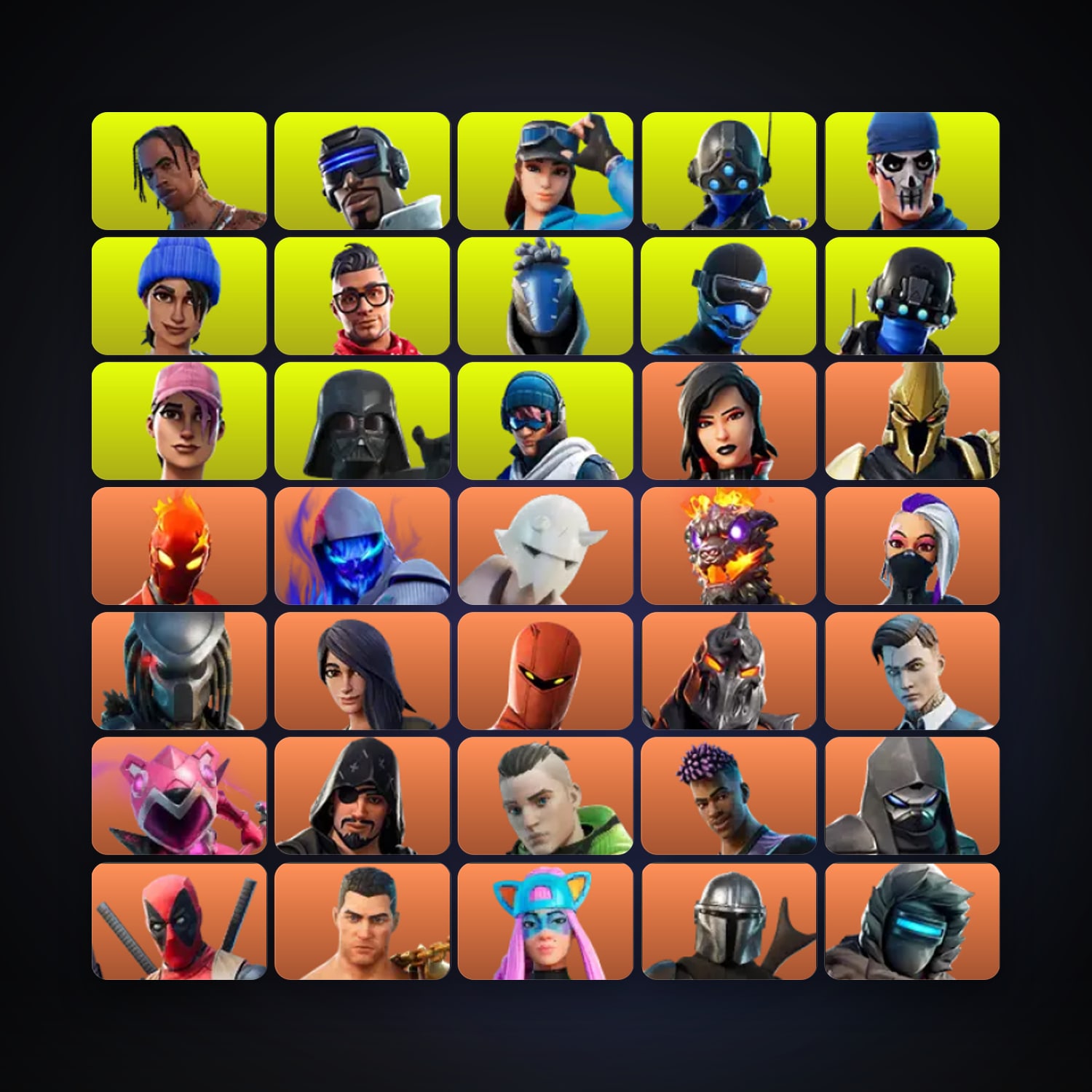 هالحساب فورتنايت، اللوكر مليان 349 سكن، 50 فيبوكس، لفل 4982، 492 فوز — HabibiAccounts