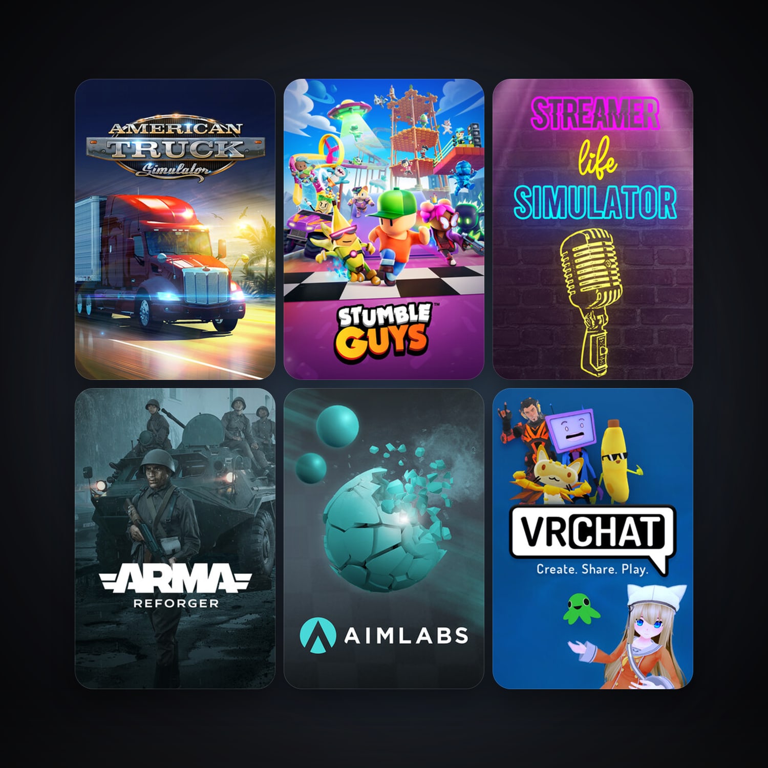American Truck Simulator + VRChat, 11 games, clean — HabibiAccounts