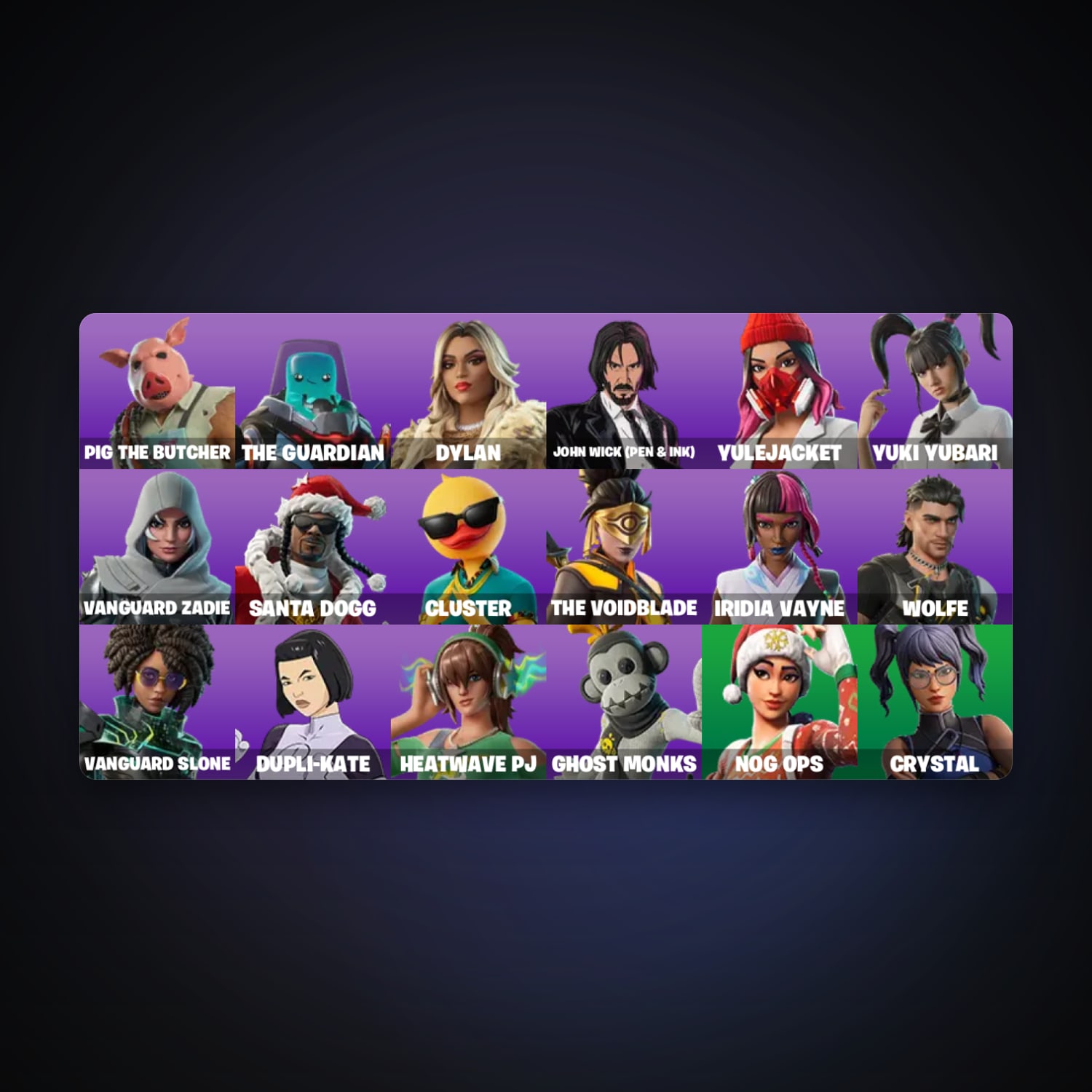 Fortnite account with Santa Dogg & Pig the Butcher — 19 skins — 200 V-Bucks — lvl 984 — HabibiAccounts