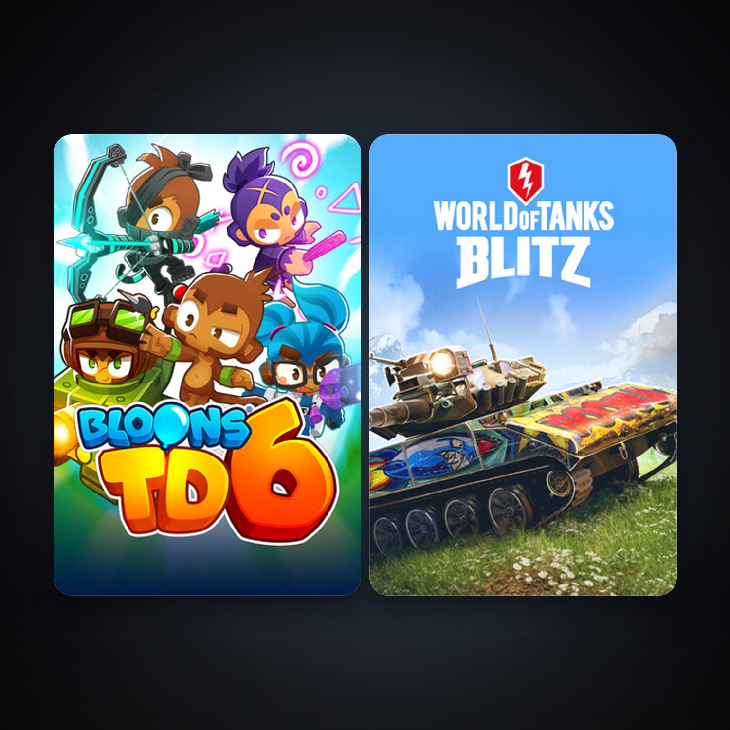 World of Tanks Blitz + Bloons TD 6, 3 games, clean — HabibiAccounts