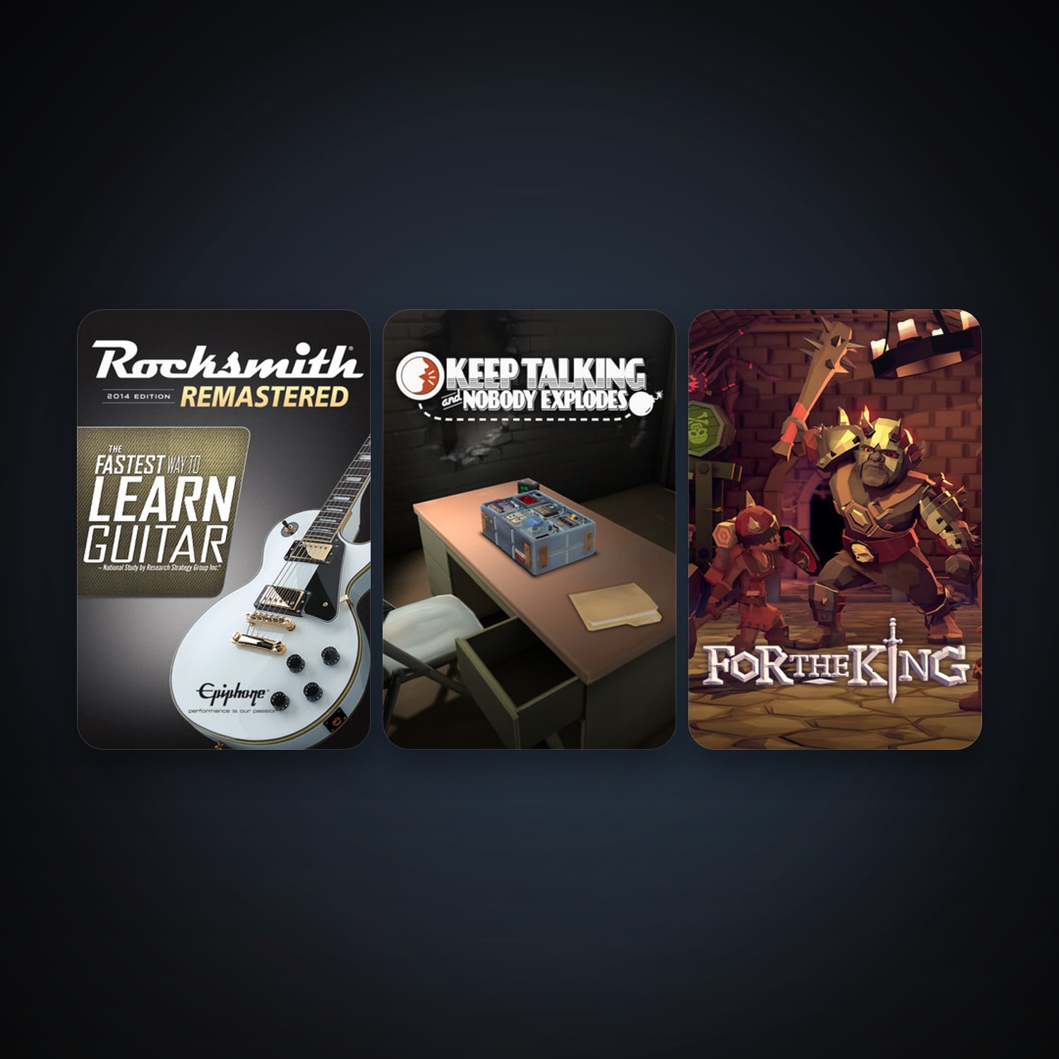 Rocksmith 2014 Edition - Remastered + Keep Talking and Nobody Explodes, 3 games, clean — HabibiAccounts