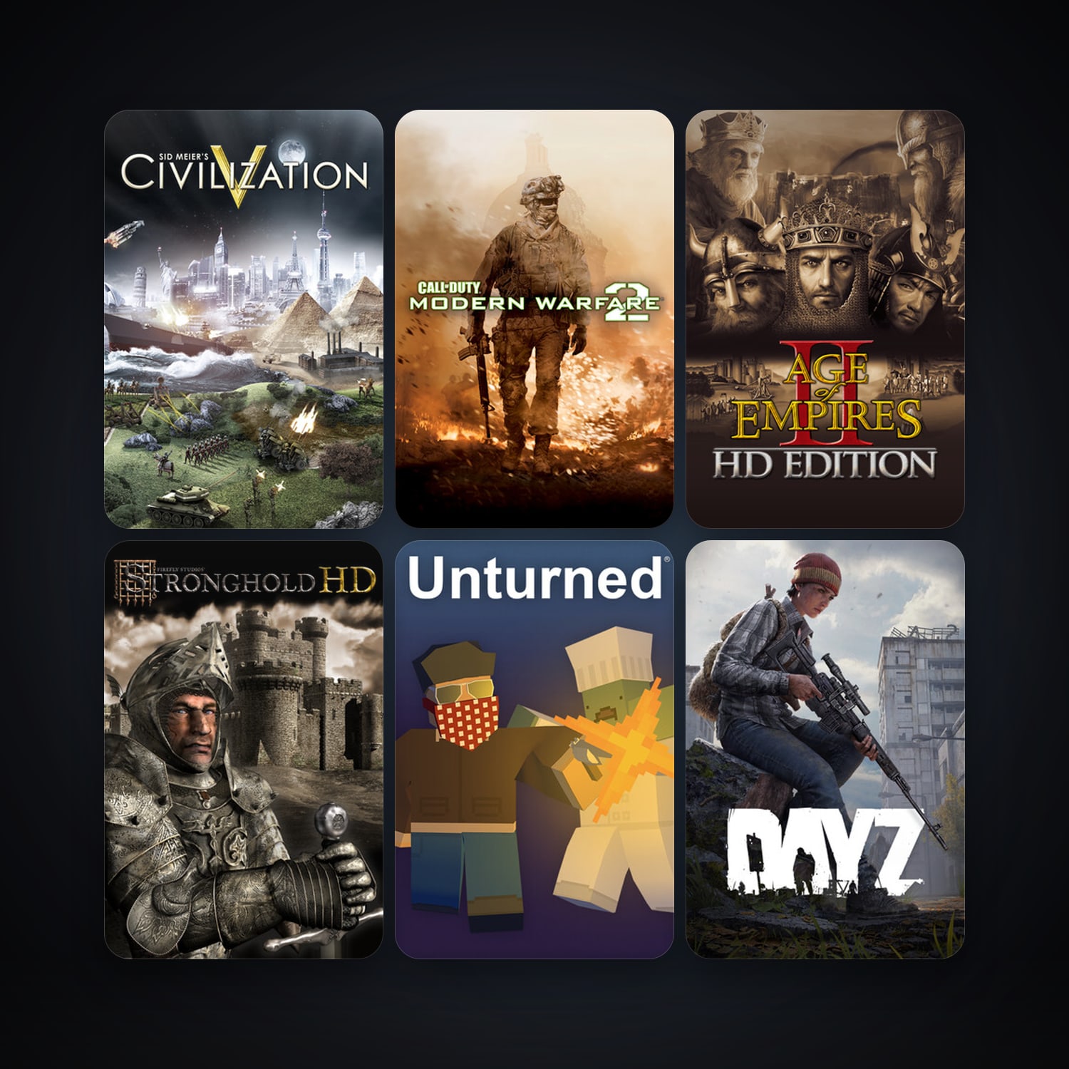 Sid Meier's Civilization V + Call of Duty: Modern Warfare 2 (2009), 8 games, clean — HabibiAccounts