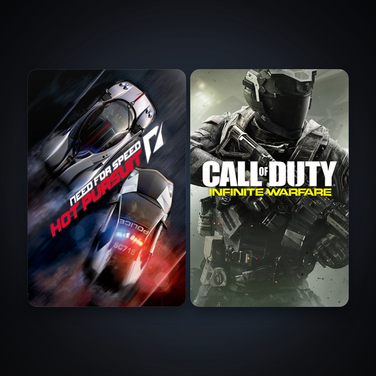 Need For Speed: Hot Pursuit + Call of Duty: Infinite Warfare, 2 games, clean — HabibiAccounts