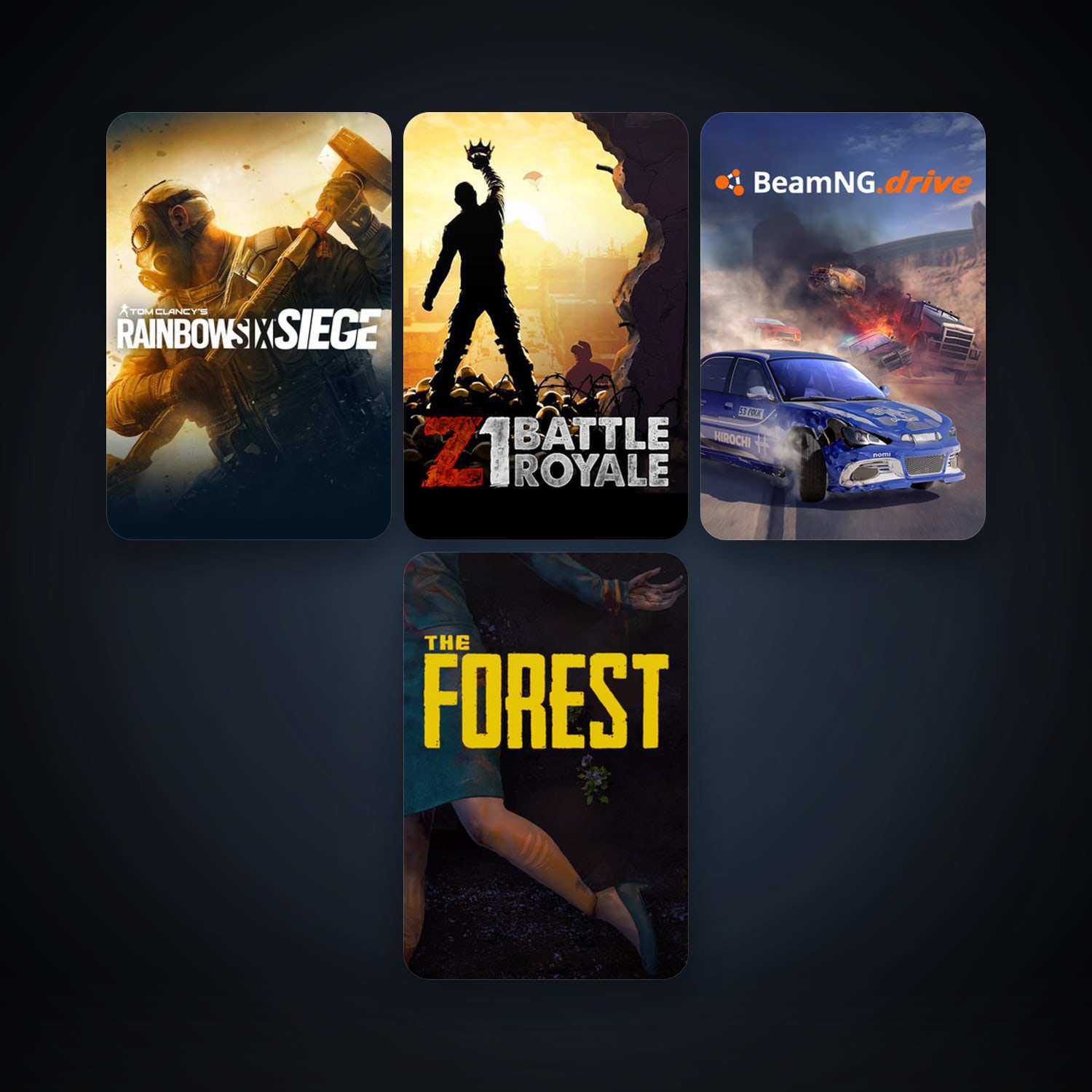 The Forest + BeamNG.drive, 12 games, clean — HabibiAccounts