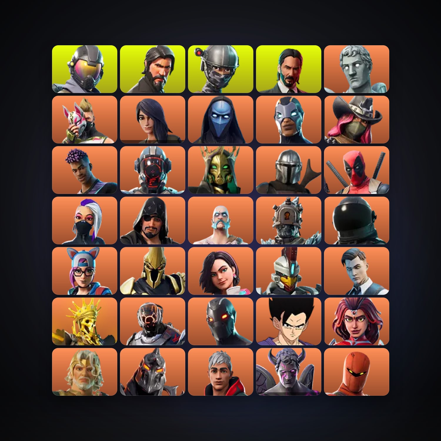 Fortnite locker — 266 skins — 550 V-Bucks — lvl 5881 — HabibiAccounts