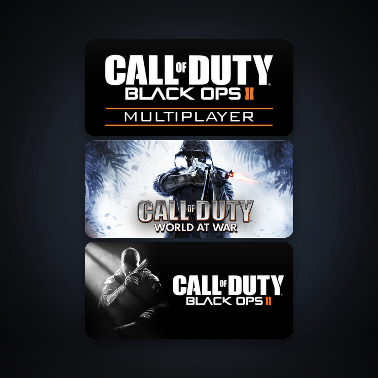 Call of Duty: World at War + Call of Duty: Black Ops II, 6 games, clean — HabibiAccounts