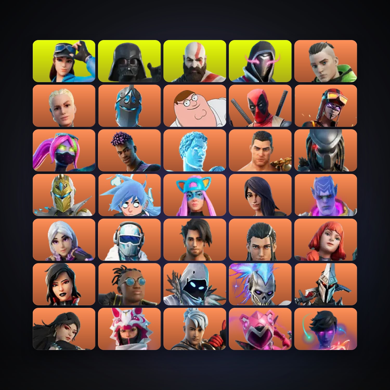 Fortnite locker — 332 skins — 600 V-Bucks — lvl 6295 — HabibiAccounts