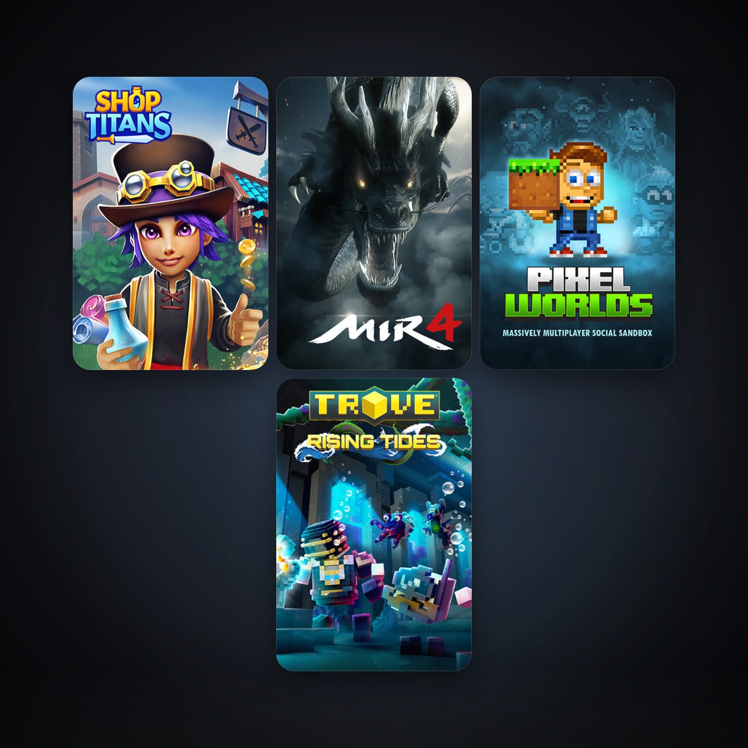 Trove + Rec Room, 20 games, clean — HabibiAccounts