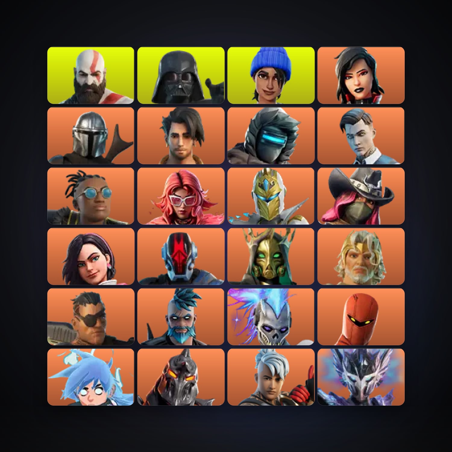 Fortnite locker — 317 skins — 1.6K V-Bucks — lvl 5860 — HabibiAccounts