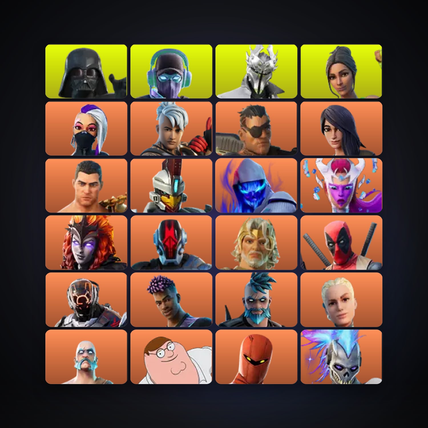 Fortnite locker — 327 skins — 1.1K V-Bucks — lvl 4133 — HabibiAccounts
