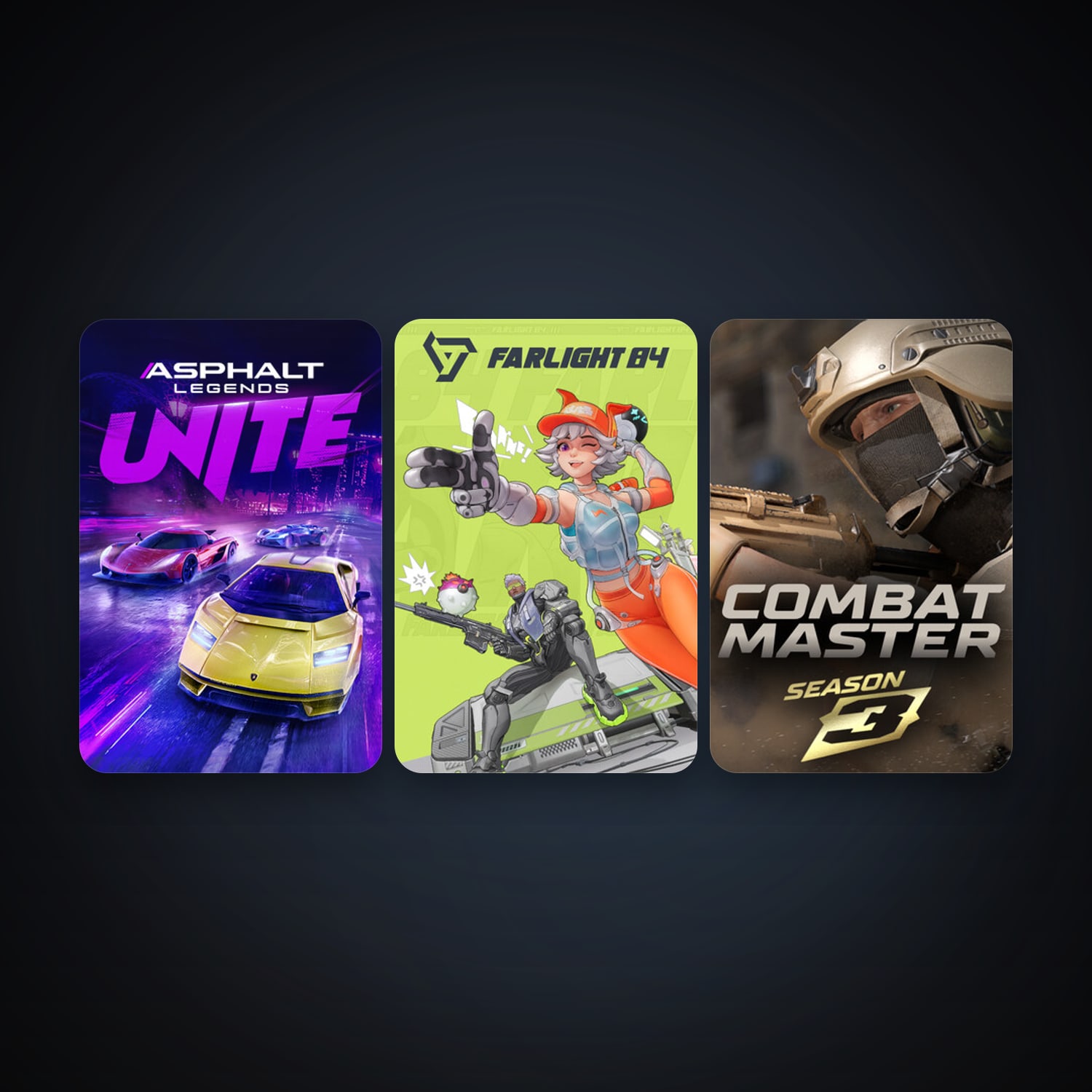 Asphalt Legends Unite + Farlight 84, 6 games, clean — HabibiAccounts