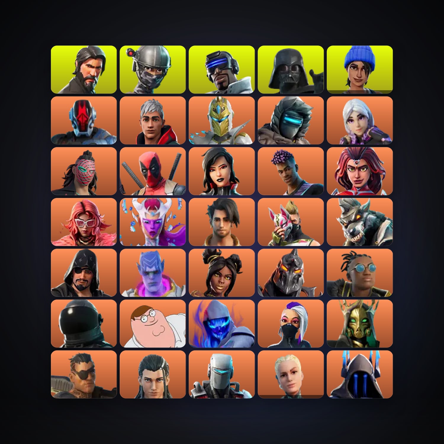 Fortnite locker — 225 skins — 550 V-Bucks — lvl 3398 — HabibiAccounts
