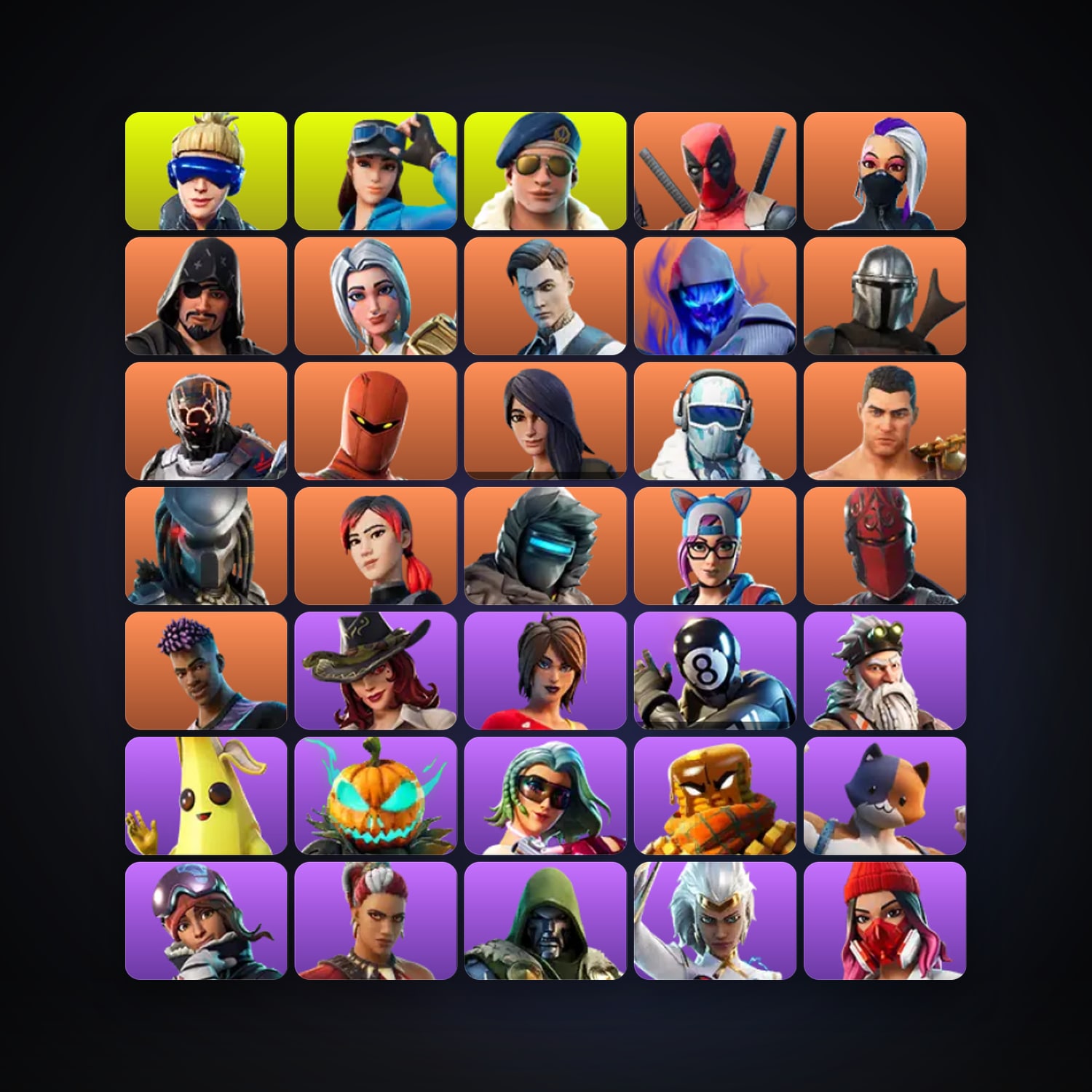 Fortnite locker — 87 skins — 300 V-Bucks — lvl 1451 — HabibiAccounts