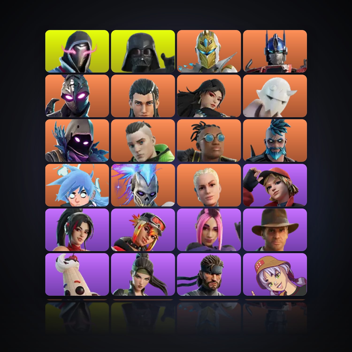 هالحساب فورتنايت Spectra Knight وOptimus Prime، اللوكر مليان 91 سكن، 2.1K فيبوكس، لفل 1155، 91 فوز — HabibiAccounts