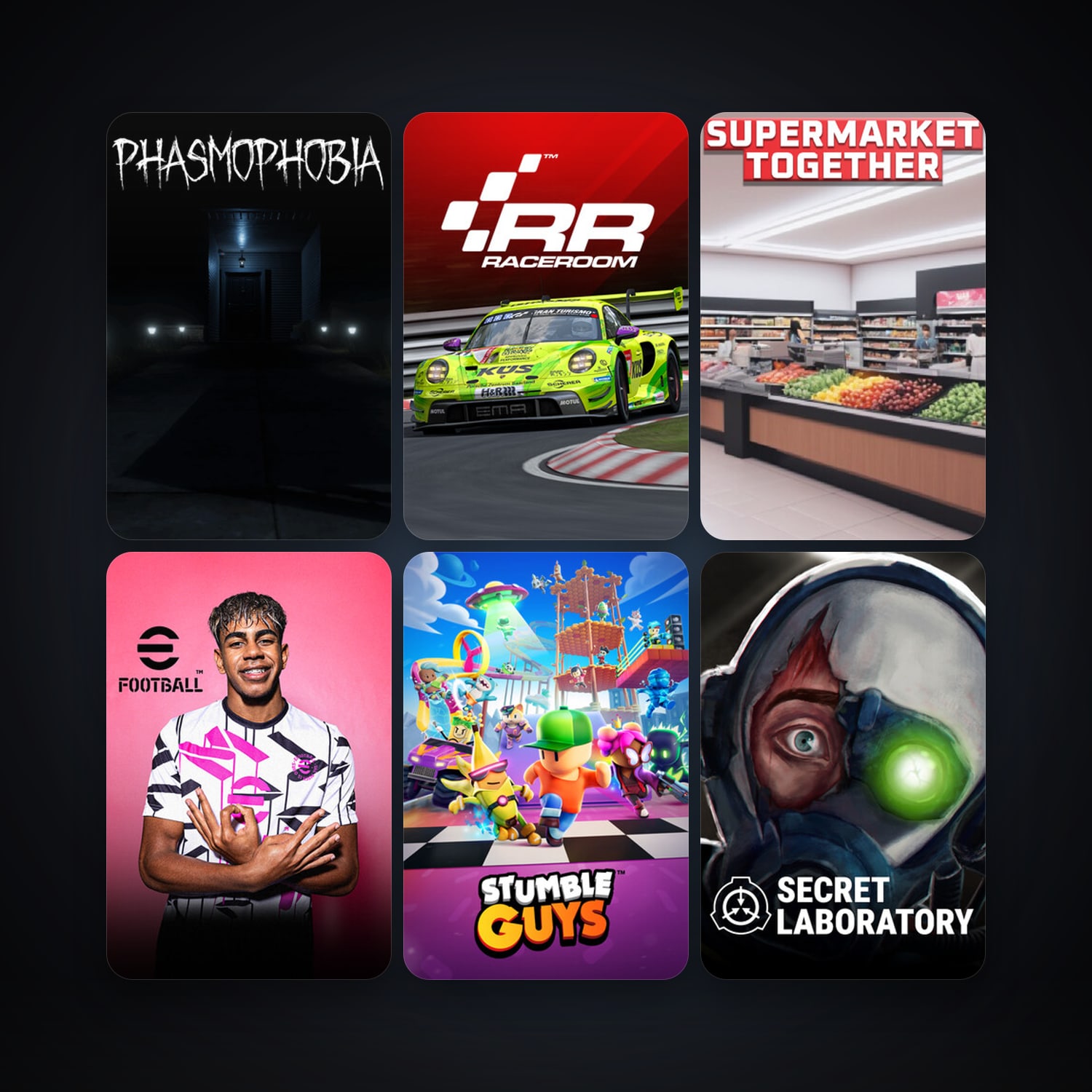 RaceRoom Racing Experience + SCP: Secret Laboratory, 22 games, clean — HabibiAccounts