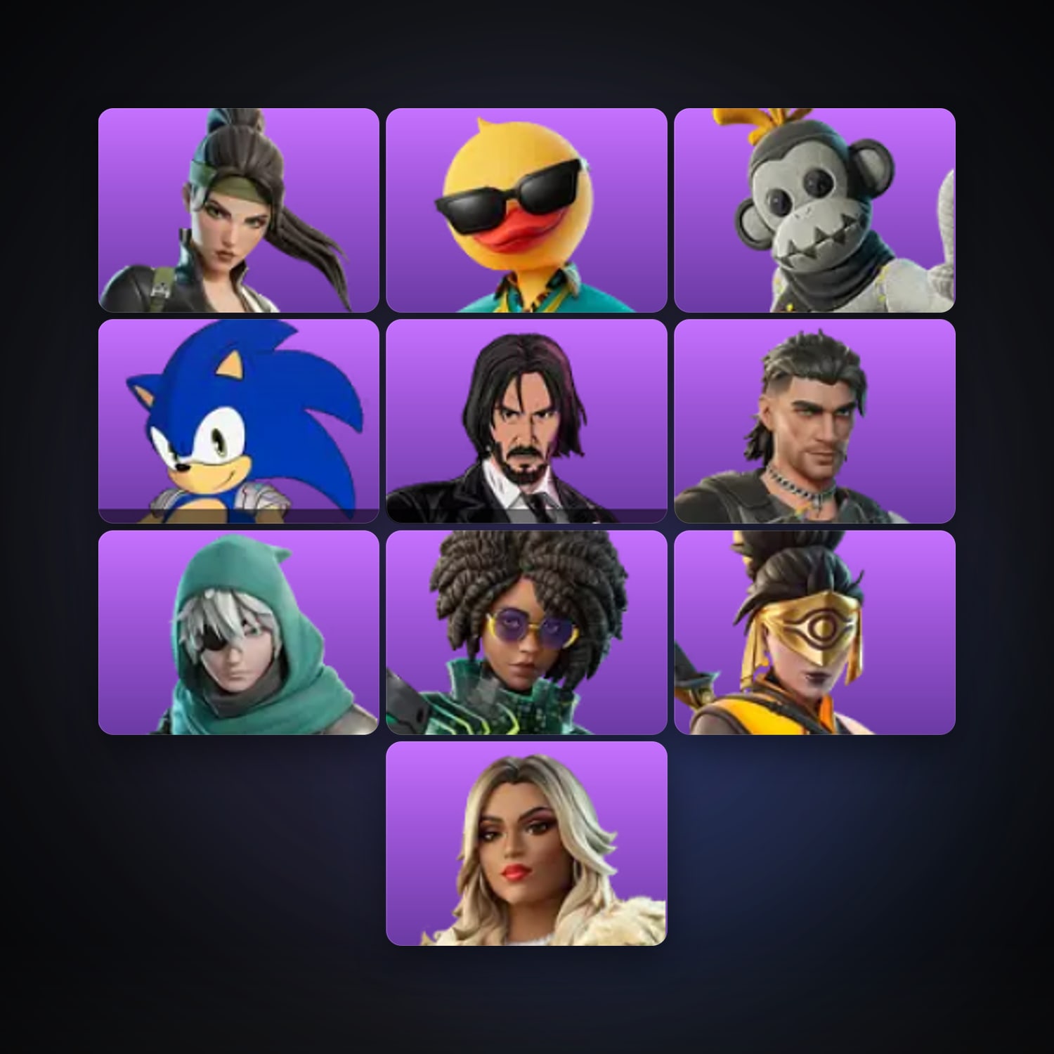 Fortnite locker — 15 skins — 400 V-Bucks — lvl 238 — HabibiAccounts
