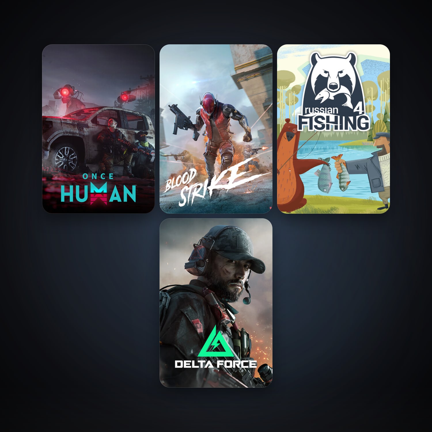 Russian Fishing 4 + Once Human, 5 games, clean — HabibiAccounts