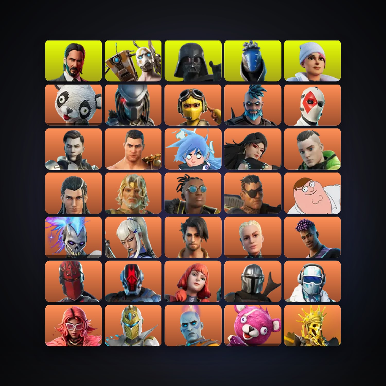 Fortnite locker — 495 skins — 200 V-Bucks — lvl 6631 — HabibiAccounts