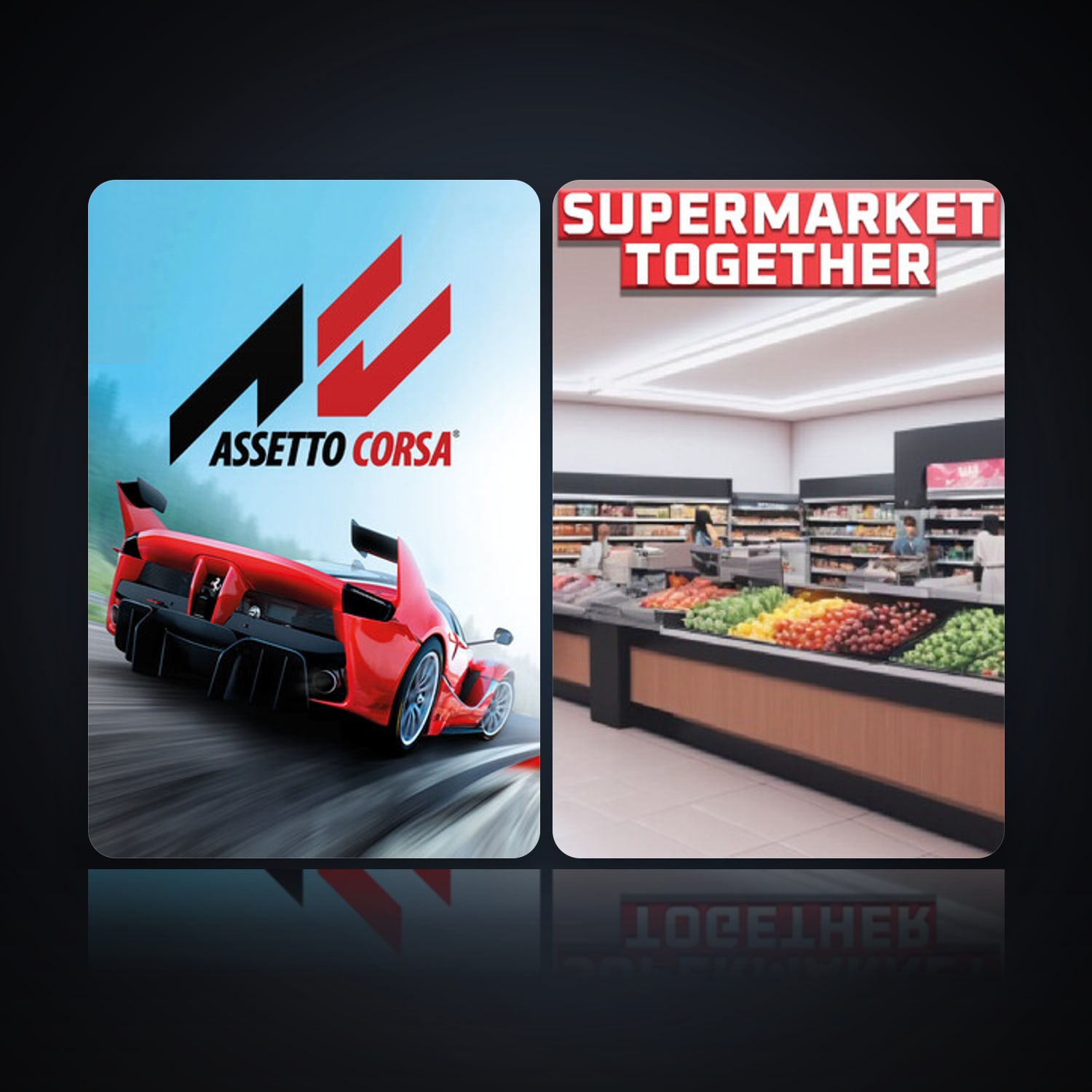 هالحساب ستيم فلين، Assetto Corsa وSupermarket Together، 3 لعبة، صامد واضح — HabibiAccounts