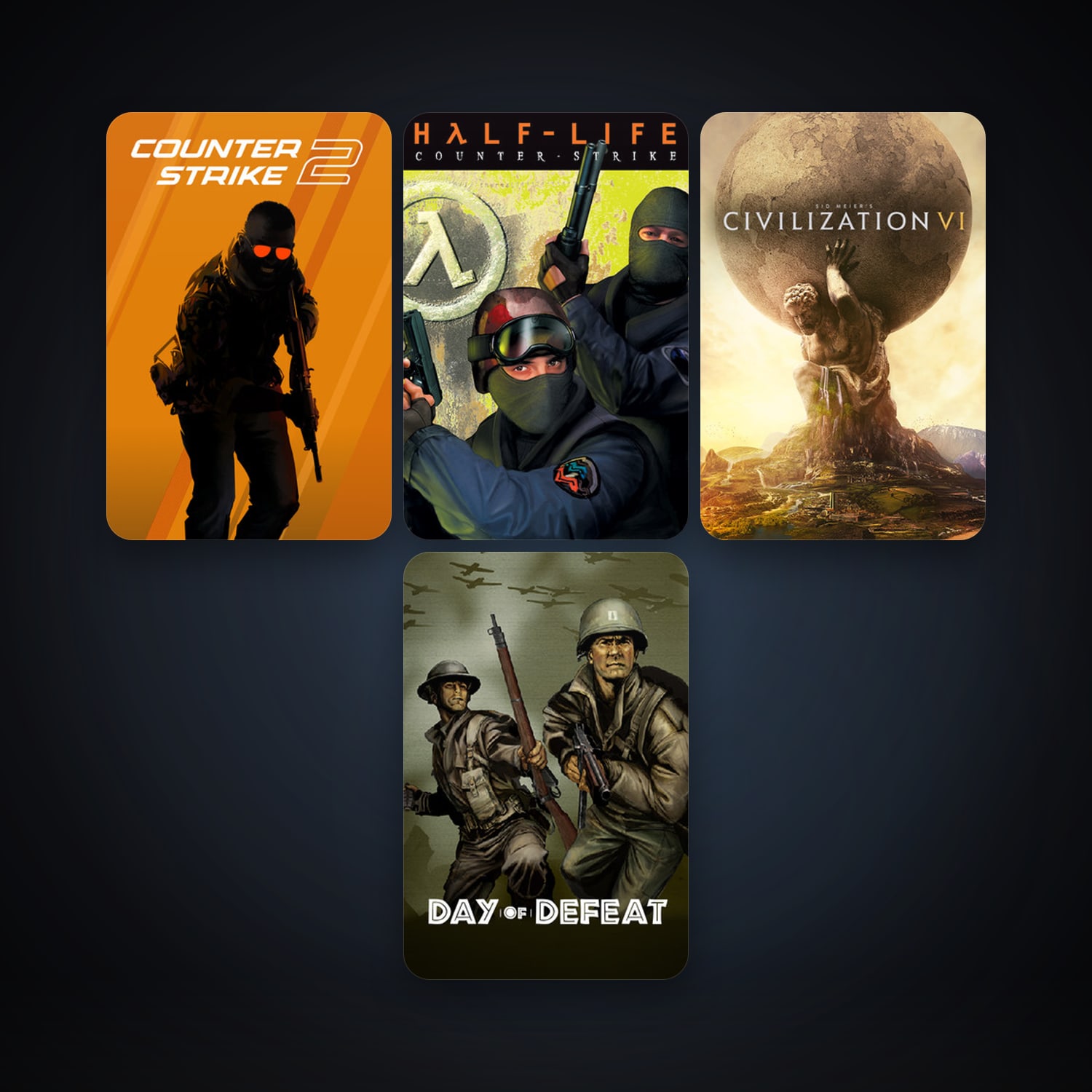 Counter-Strike + Day of Defeat, 8 games, Steam 10, clean — HabibiAccounts
