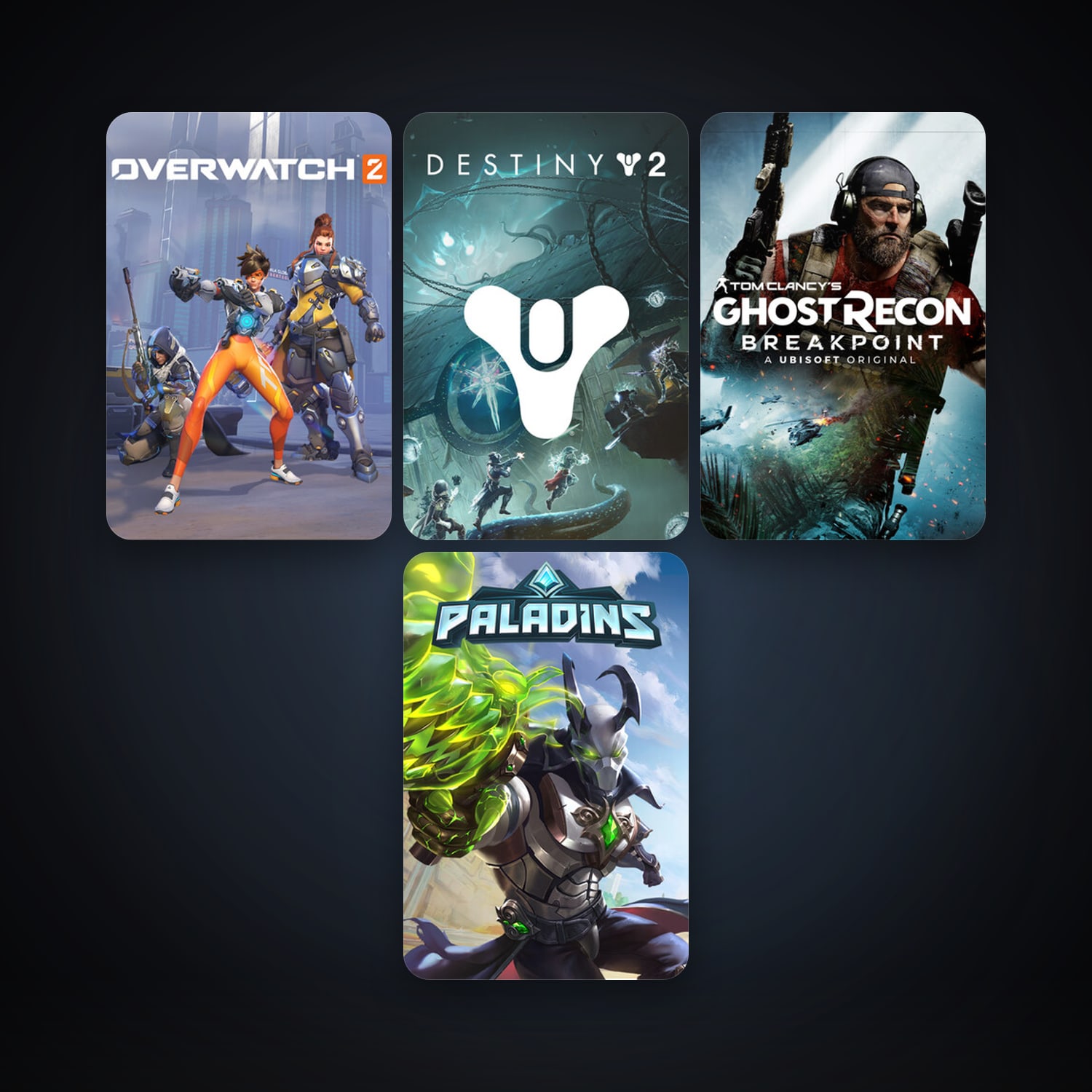 Paladins + Destiny 2, 8 games, clean — HabibiAccounts