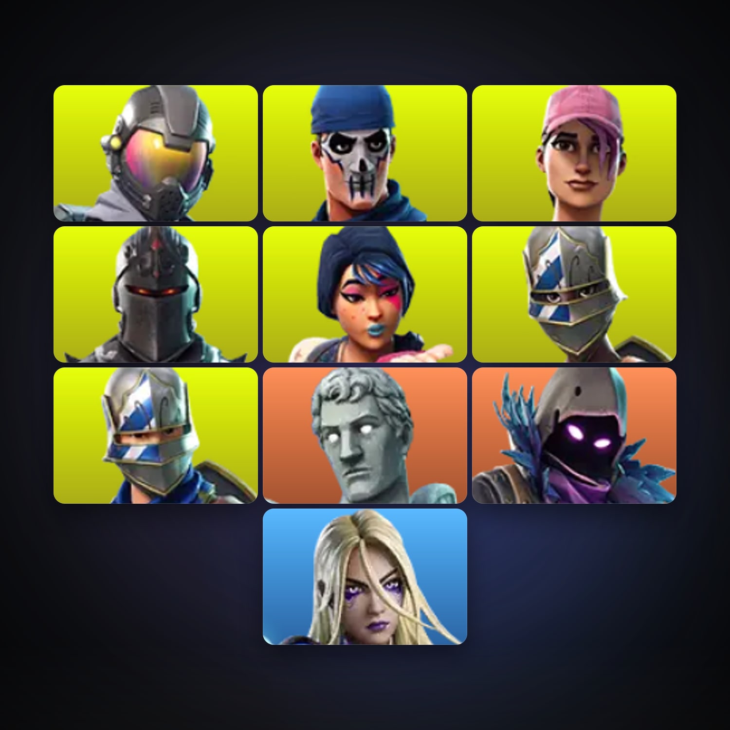 حساب فورتنايت Black Knight وSparkle Specialist، لوكر 10 سكن، 200 فيبوكس، لفل 105، 9 فوز — HabibiAccounts