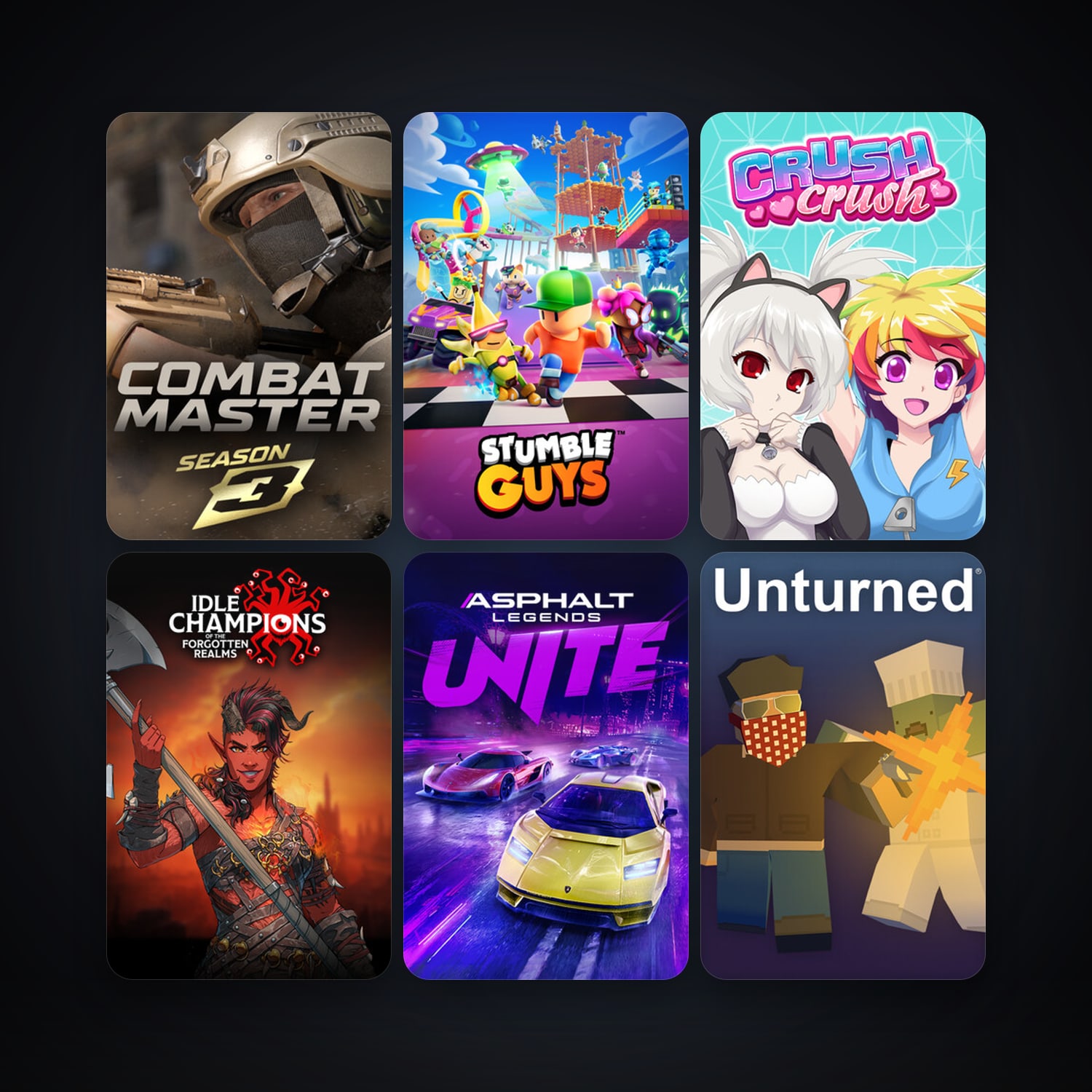 Unturned + Crush Crush, 40 games, clean — HabibiAccounts