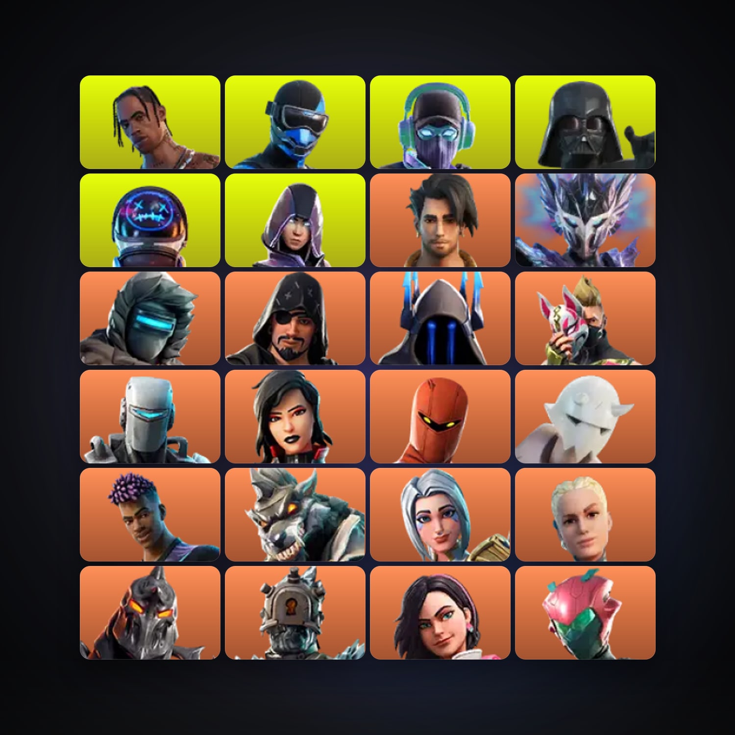 Fortnite locker — 146 skins — 1.4K V-Bucks — lvl 2668 — HabibiAccounts