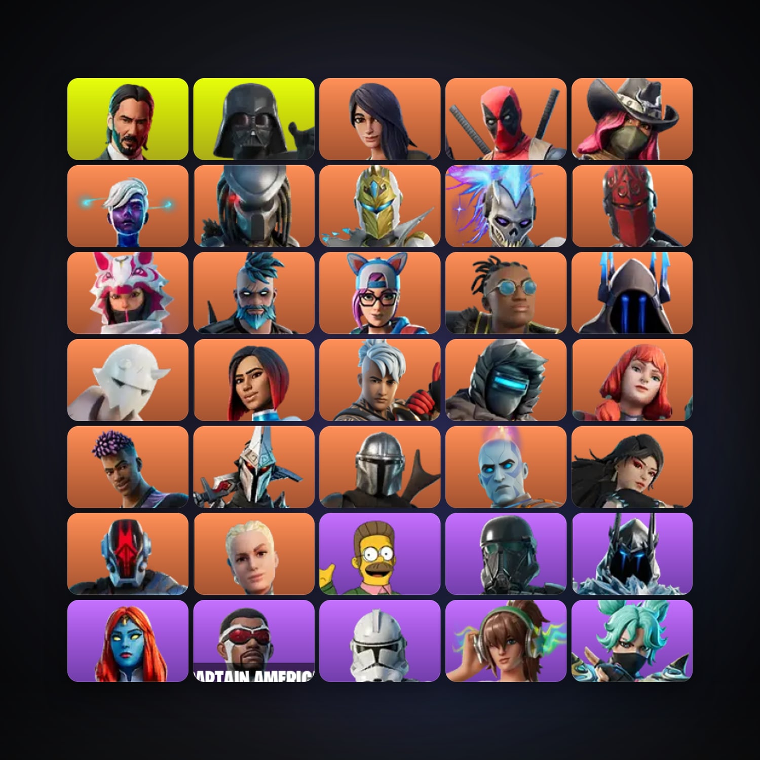 Fortnite locker — 333 skins — 1.4K V-Bucks — lvl 2142 — HabibiAccounts