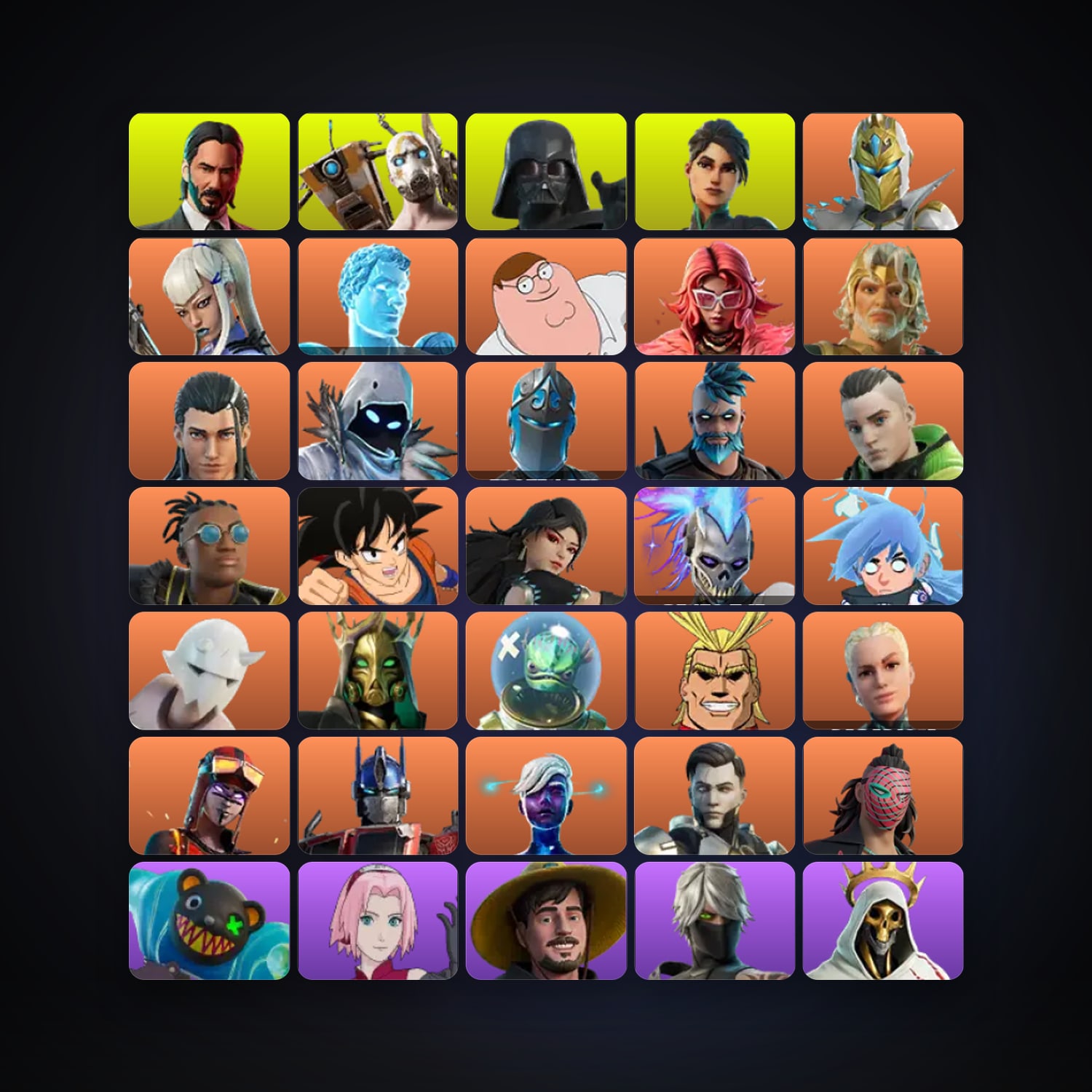 Fortnite locker — 626 skins — 100 V-Bucks — lvl 5391 — HabibiAccounts